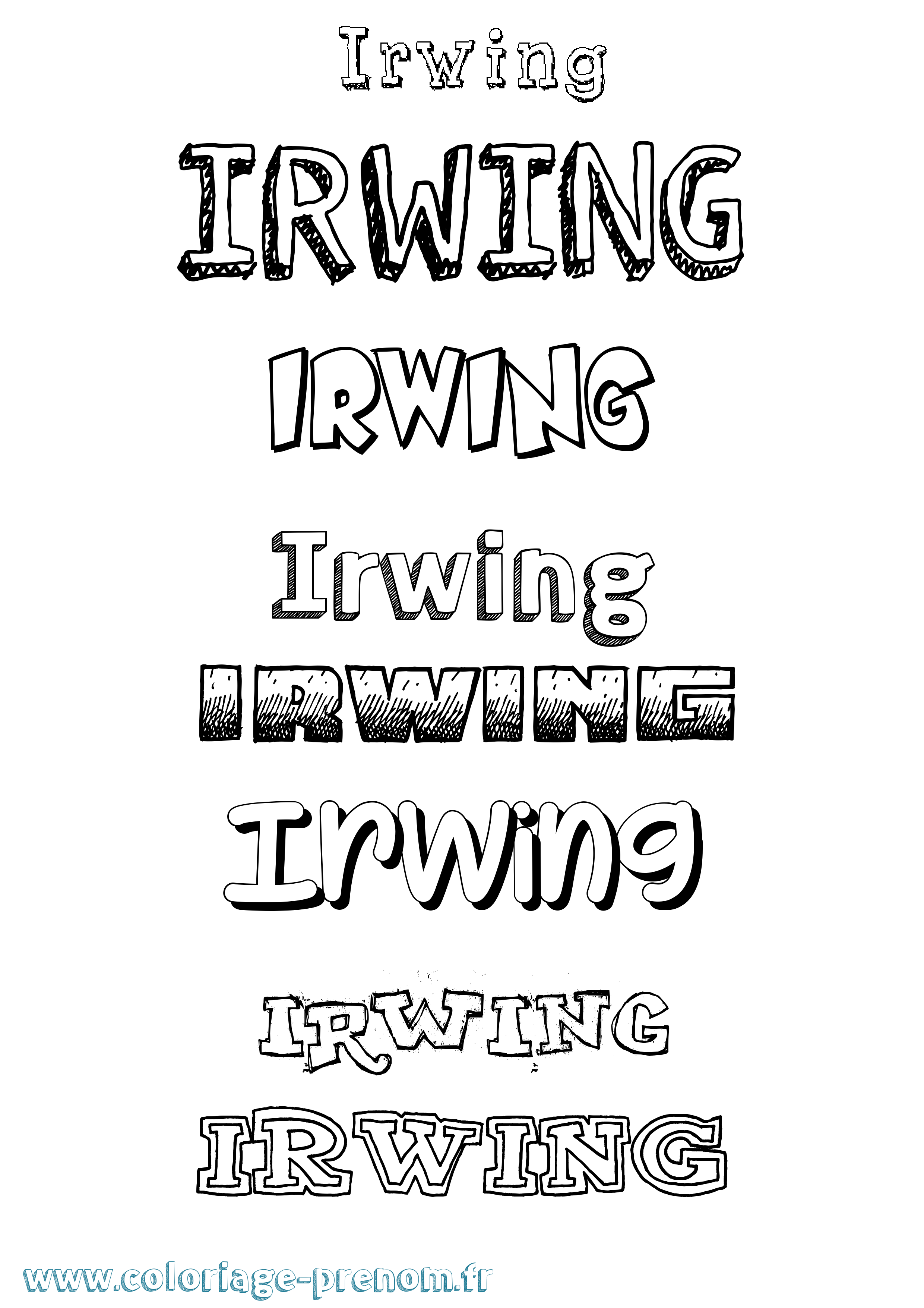 Coloriage Irwing Dessiné Coloriage prénom Irwing Dessiné