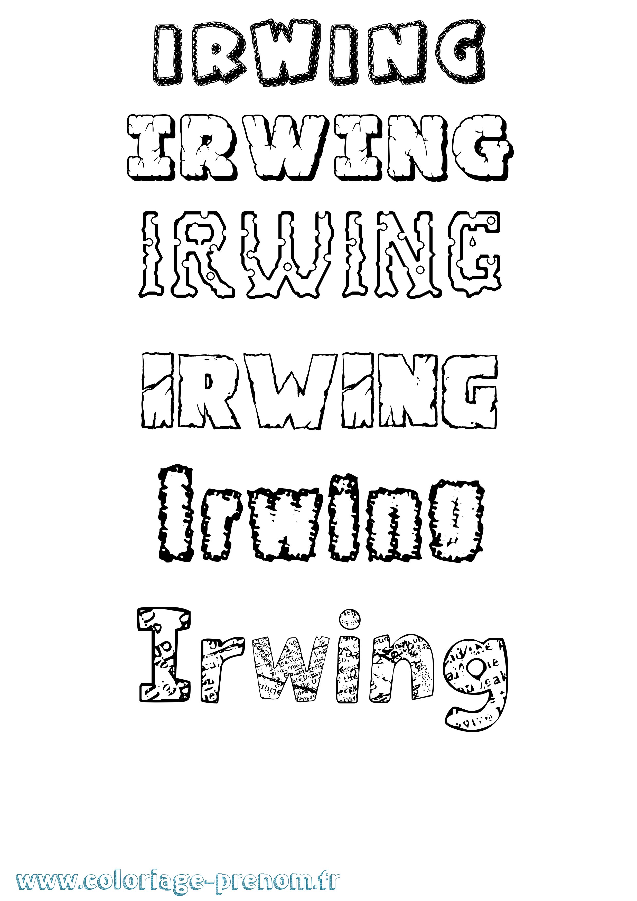 Coloriage Irwing Destructuré Coloriage prénom Irwing Destructuré