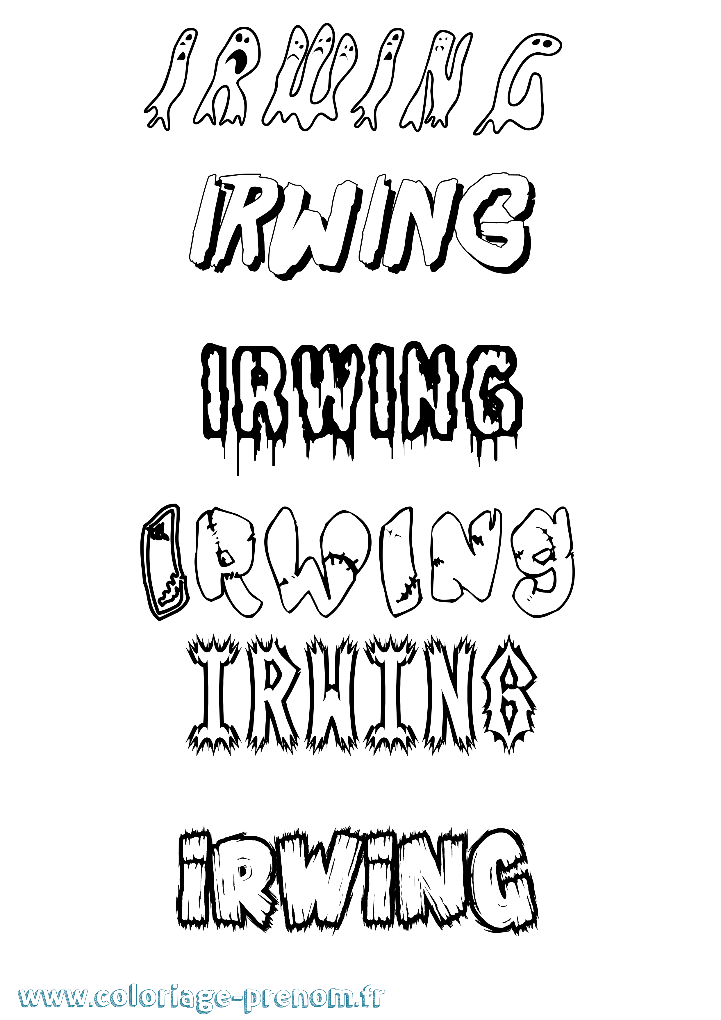 Coloriage Irwing Frisson Coloriage prénom Irwing Frisson