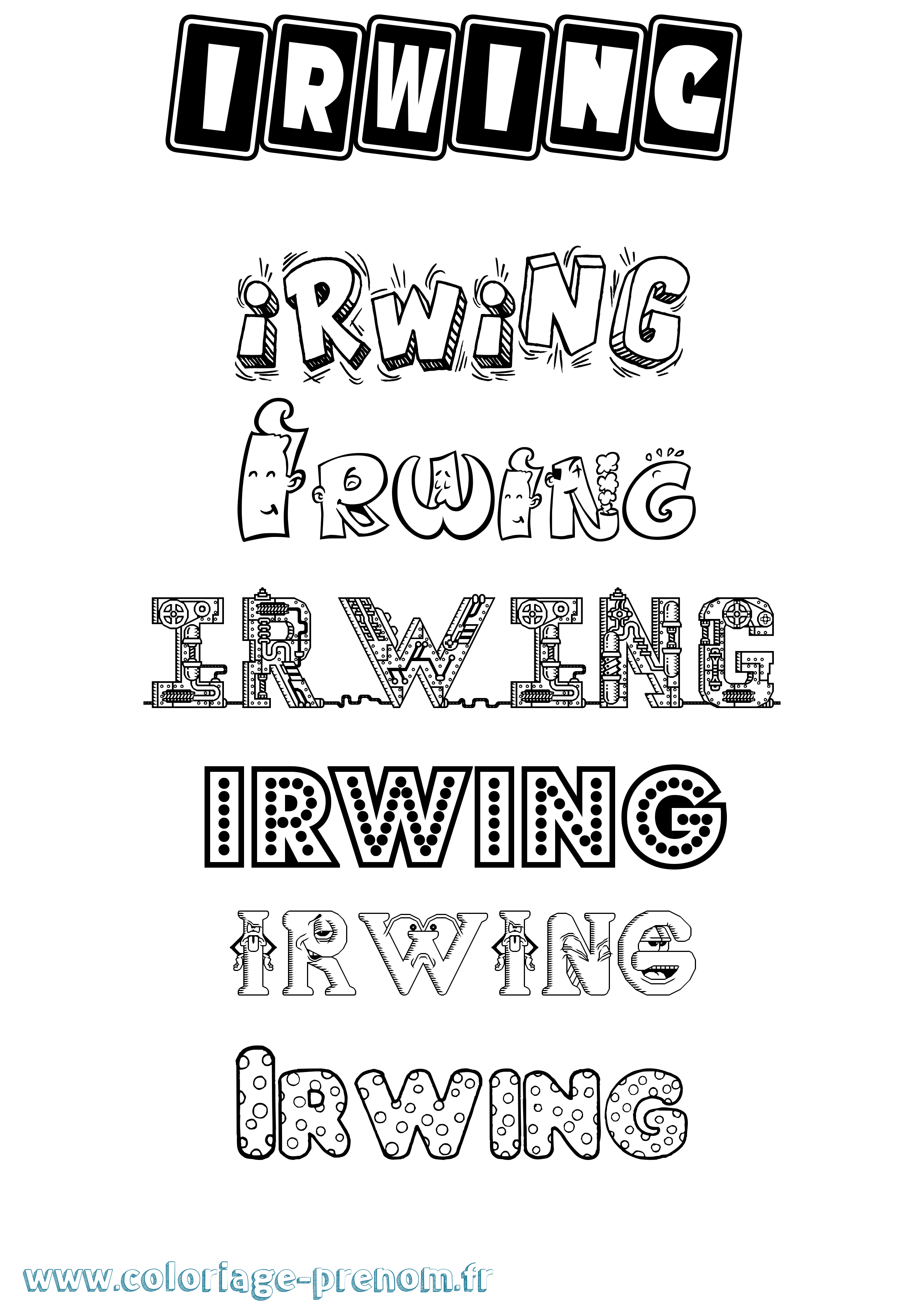 Coloriage Irwing Fun Coloriage prénom Irwing Fun