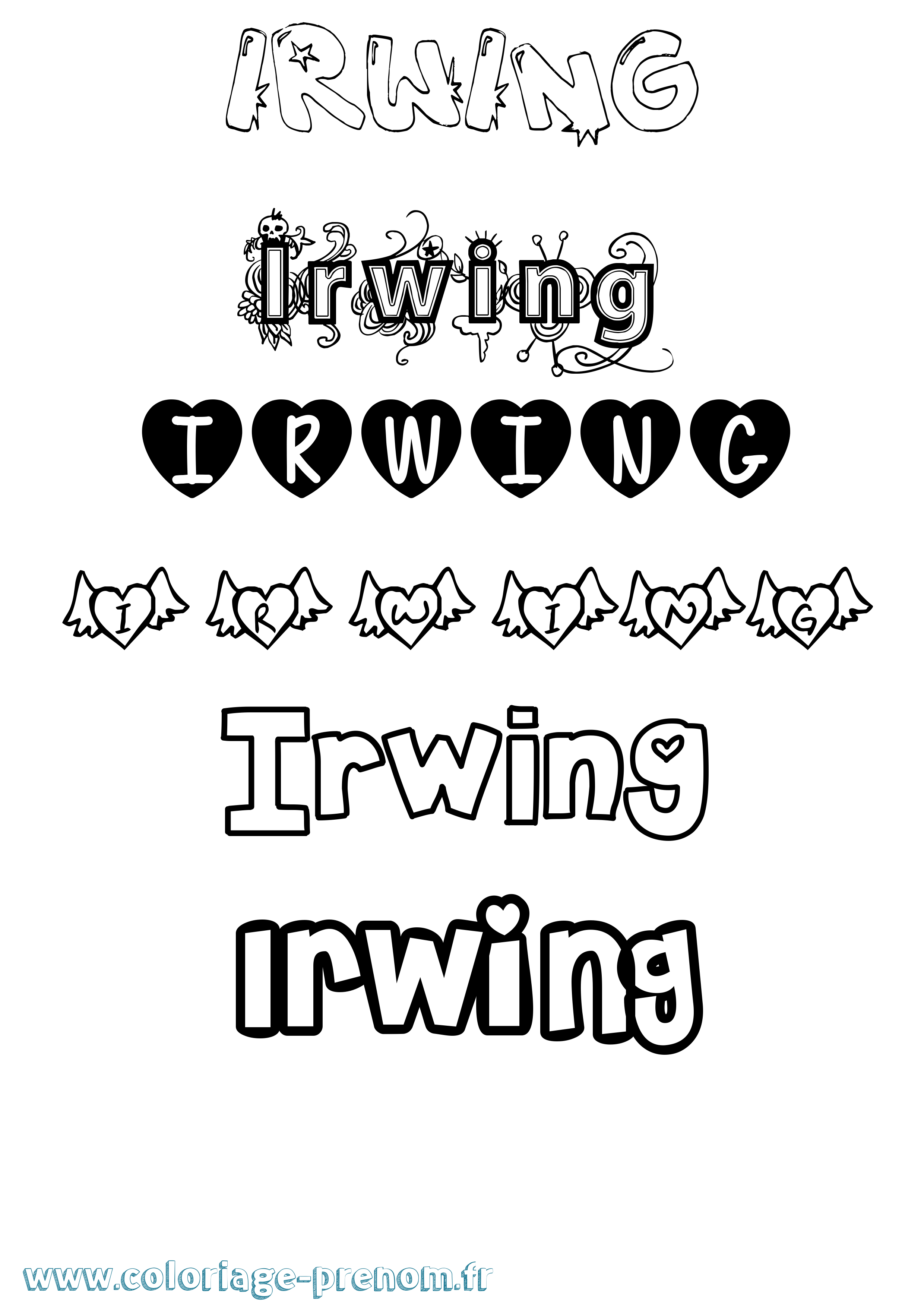 Coloriage Irwing Girly Coloriage prénom Irwing Girly