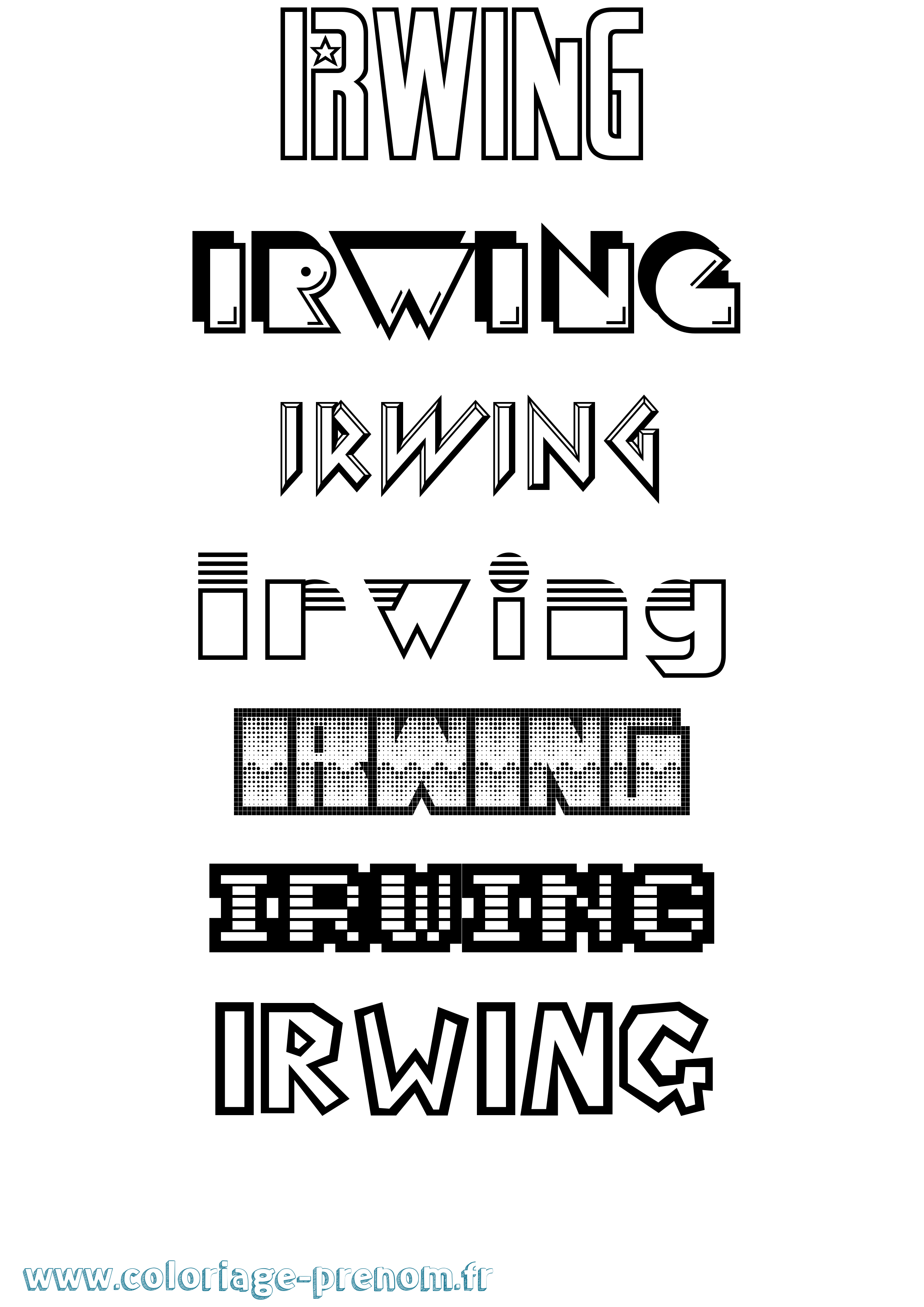 Coloriage Irwing Jeux Vidéos Coloriage prénom Irwing Jeux Vidéos