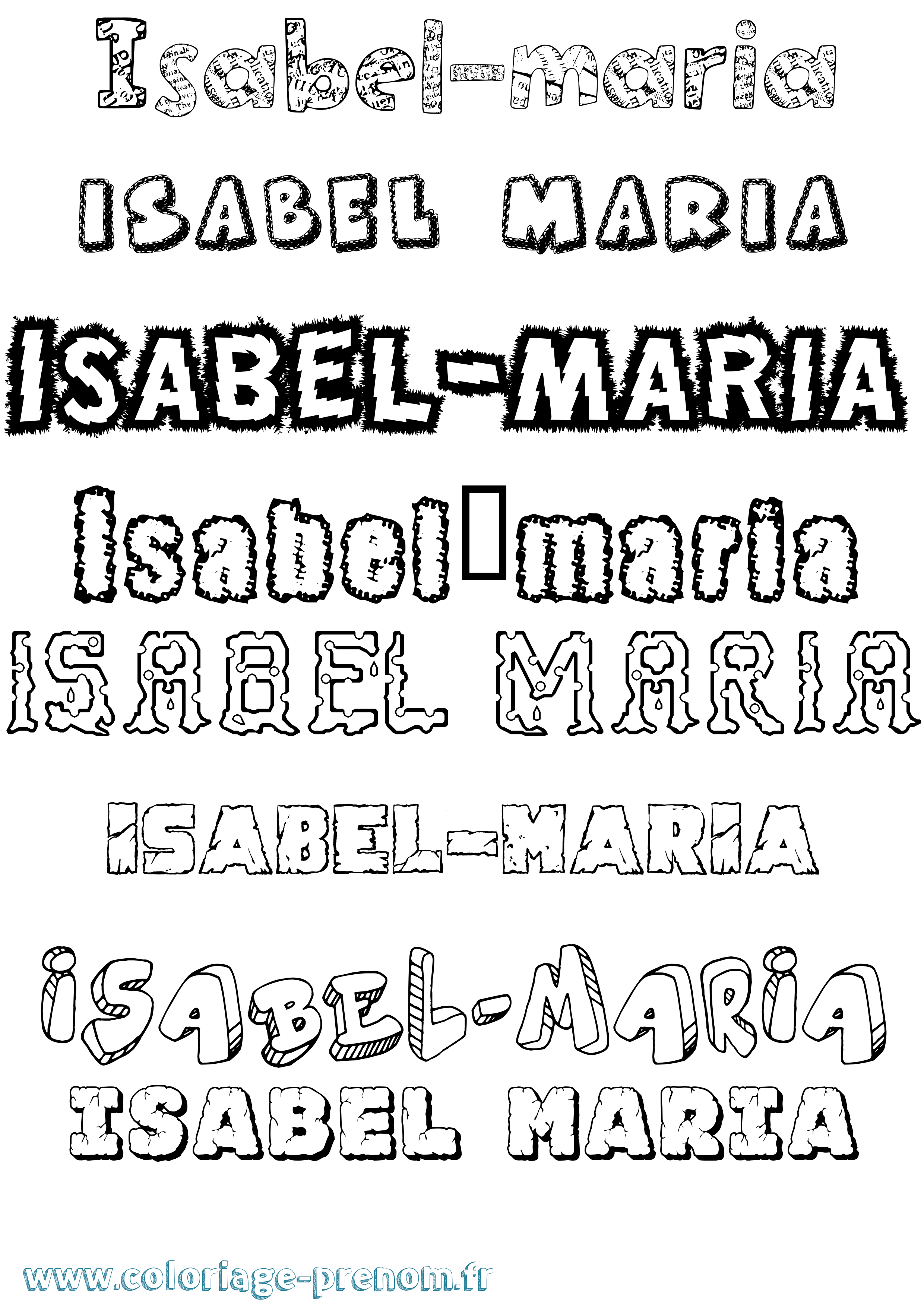 Coloriage Isabel-Maria Destructuré Coloriage prénom Isabel-Maria Destructuré