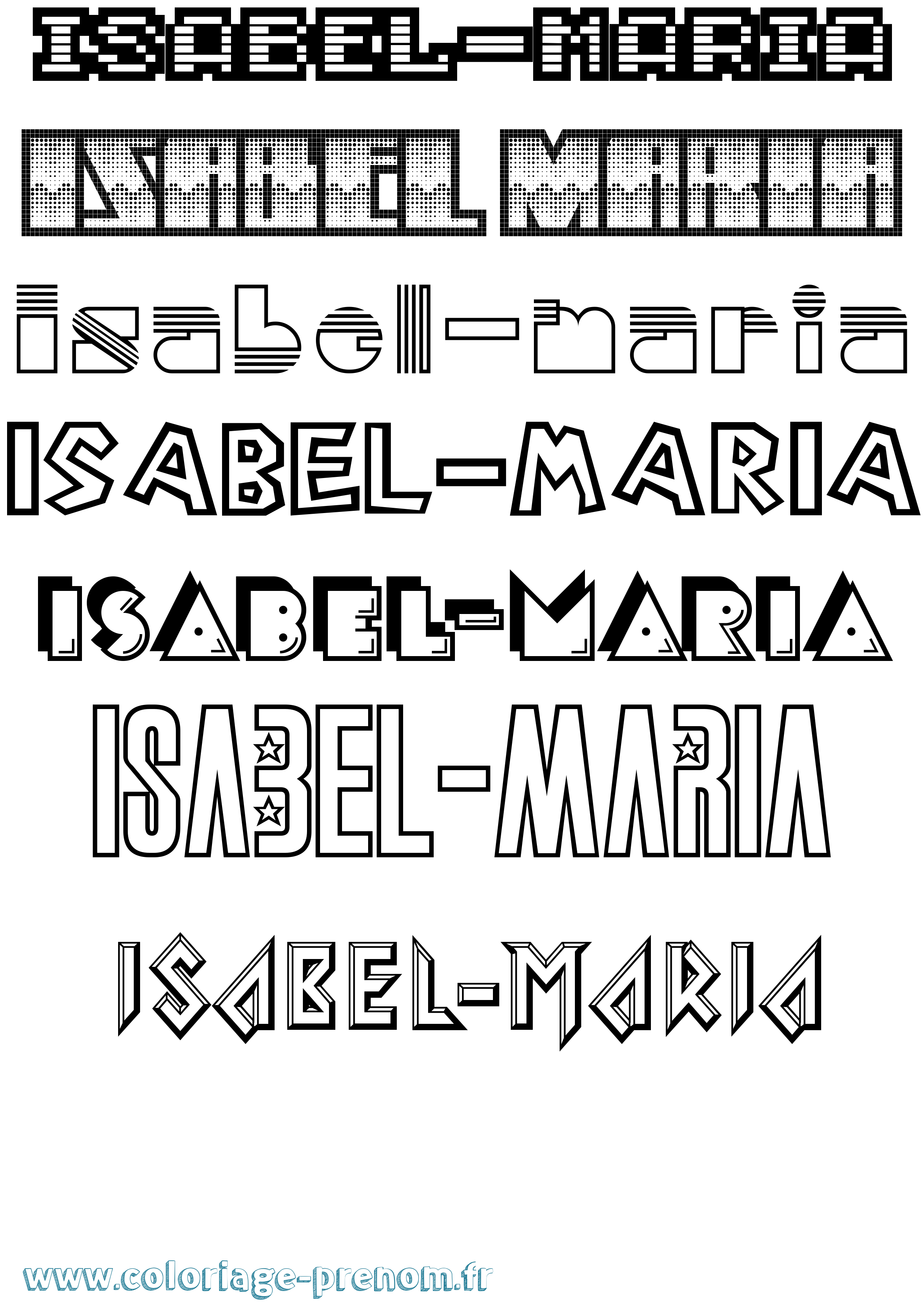 Coloriage Isabel-Maria Jeux Vidéos Coloriage prénom Isabel-Maria Jeux Vidéos