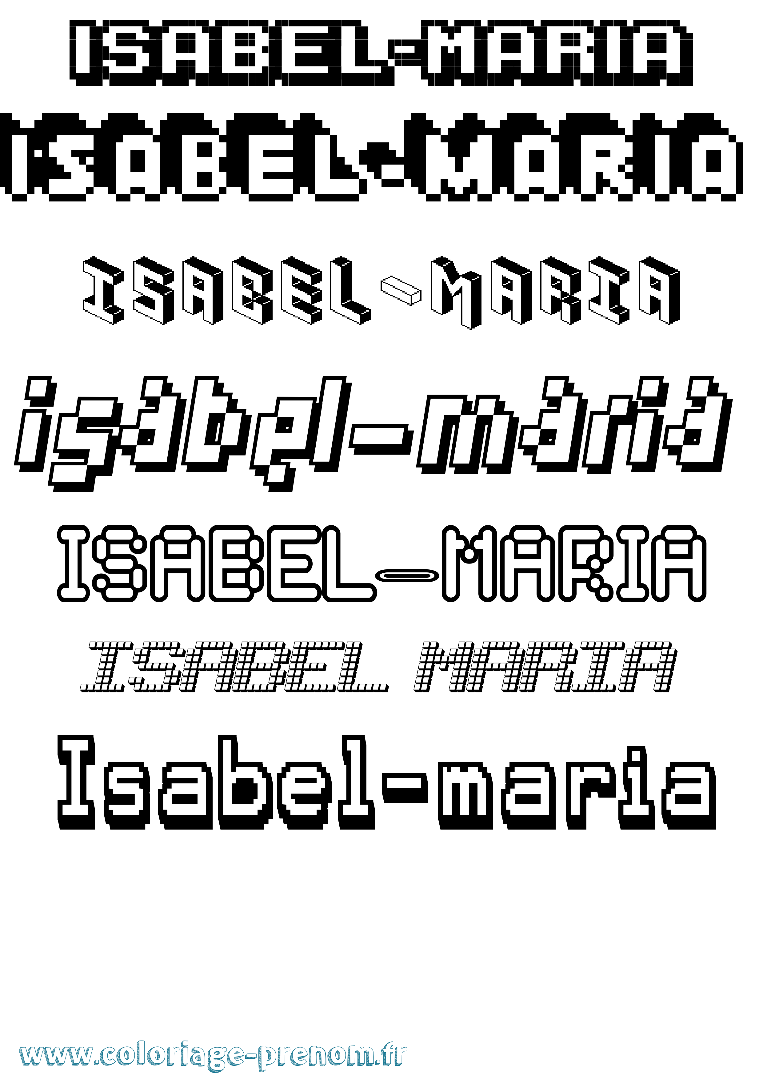 Coloriage Isabel-Maria Pixel Coloriage prénom Isabel-Maria Pixel