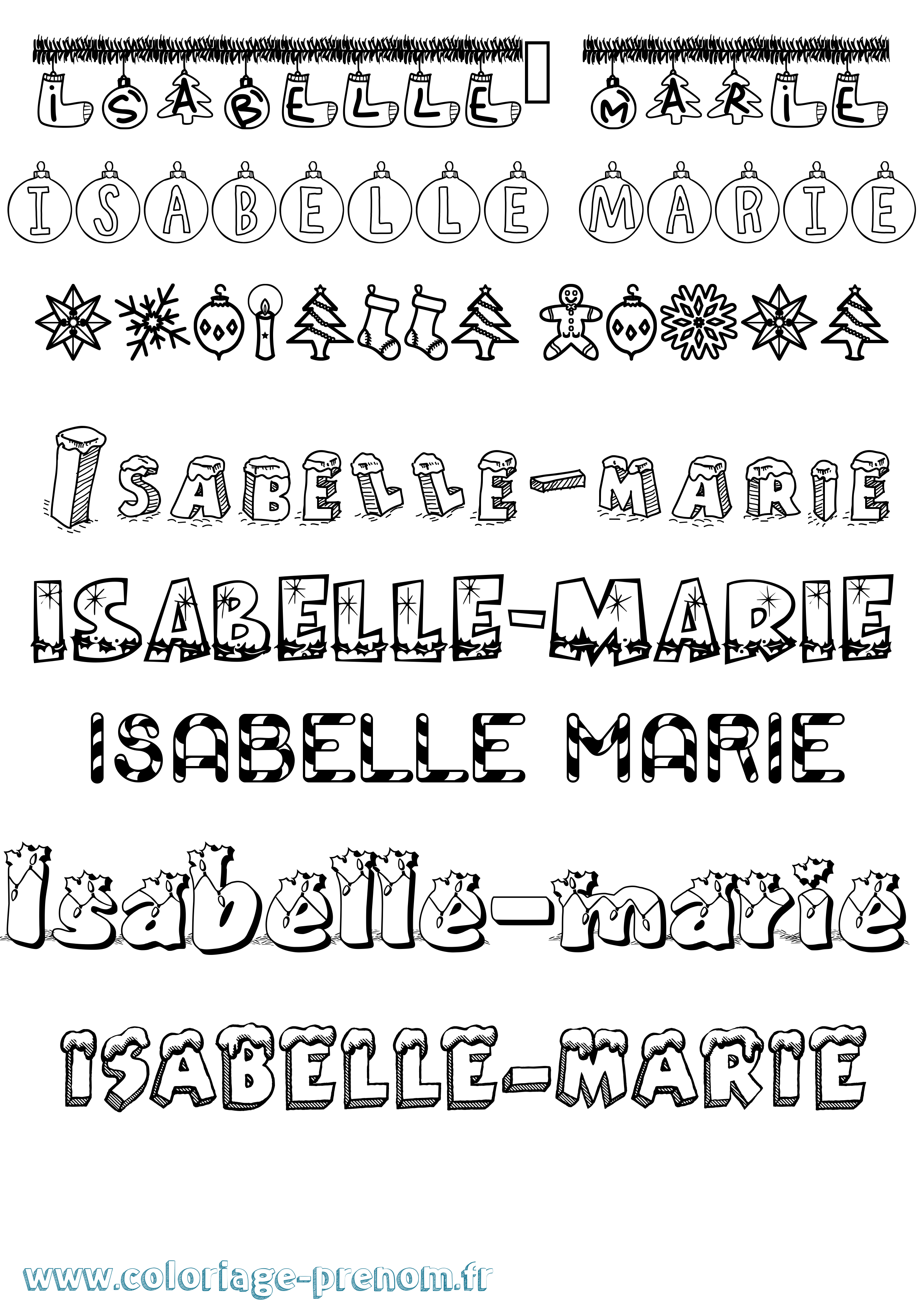 Coloriage Isabelle-Marie Noël Coloriage prénom Isabelle-Marie Noël