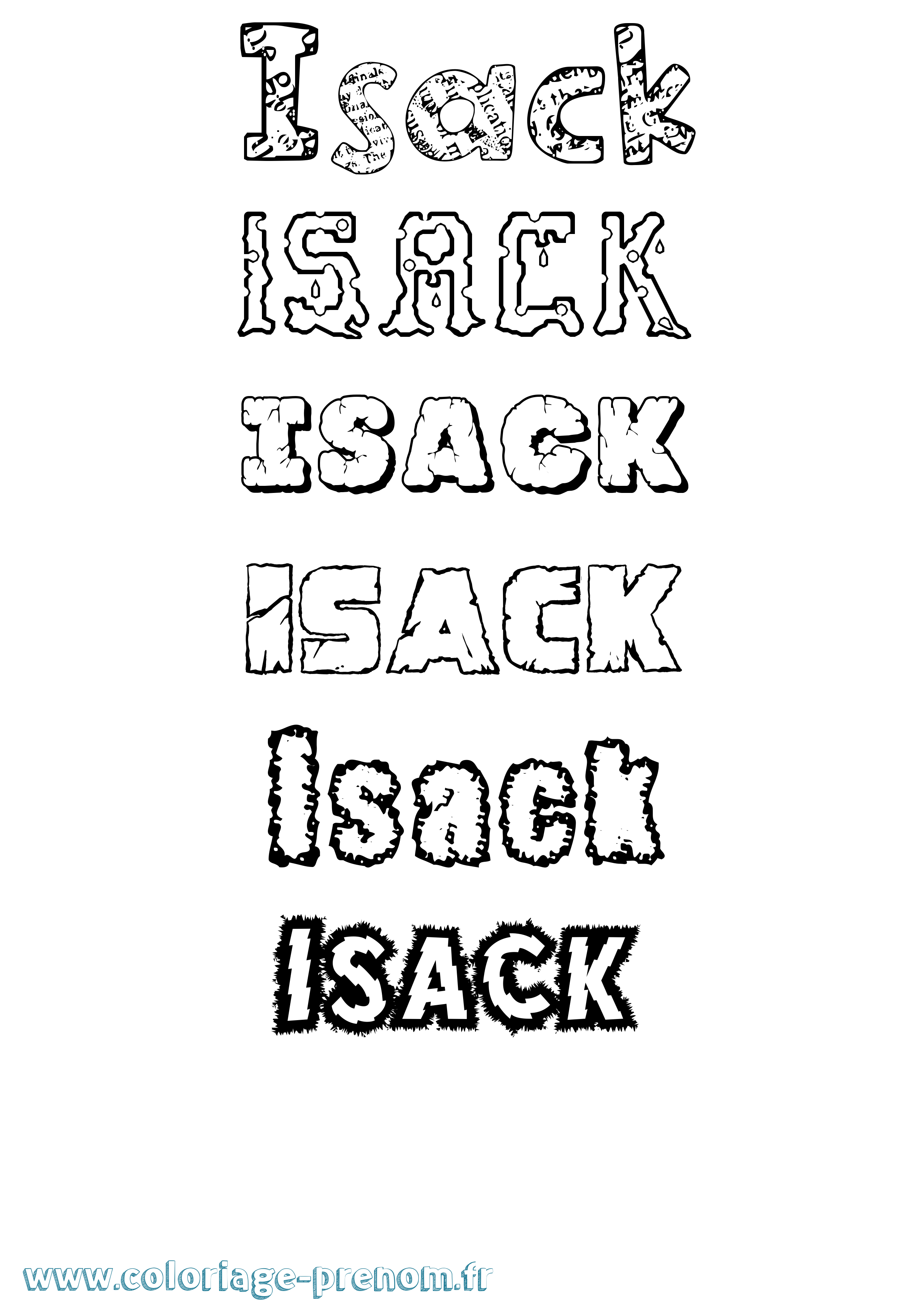 Coloriage Isack Destructuré Coloriage prénom Isack Destructuré