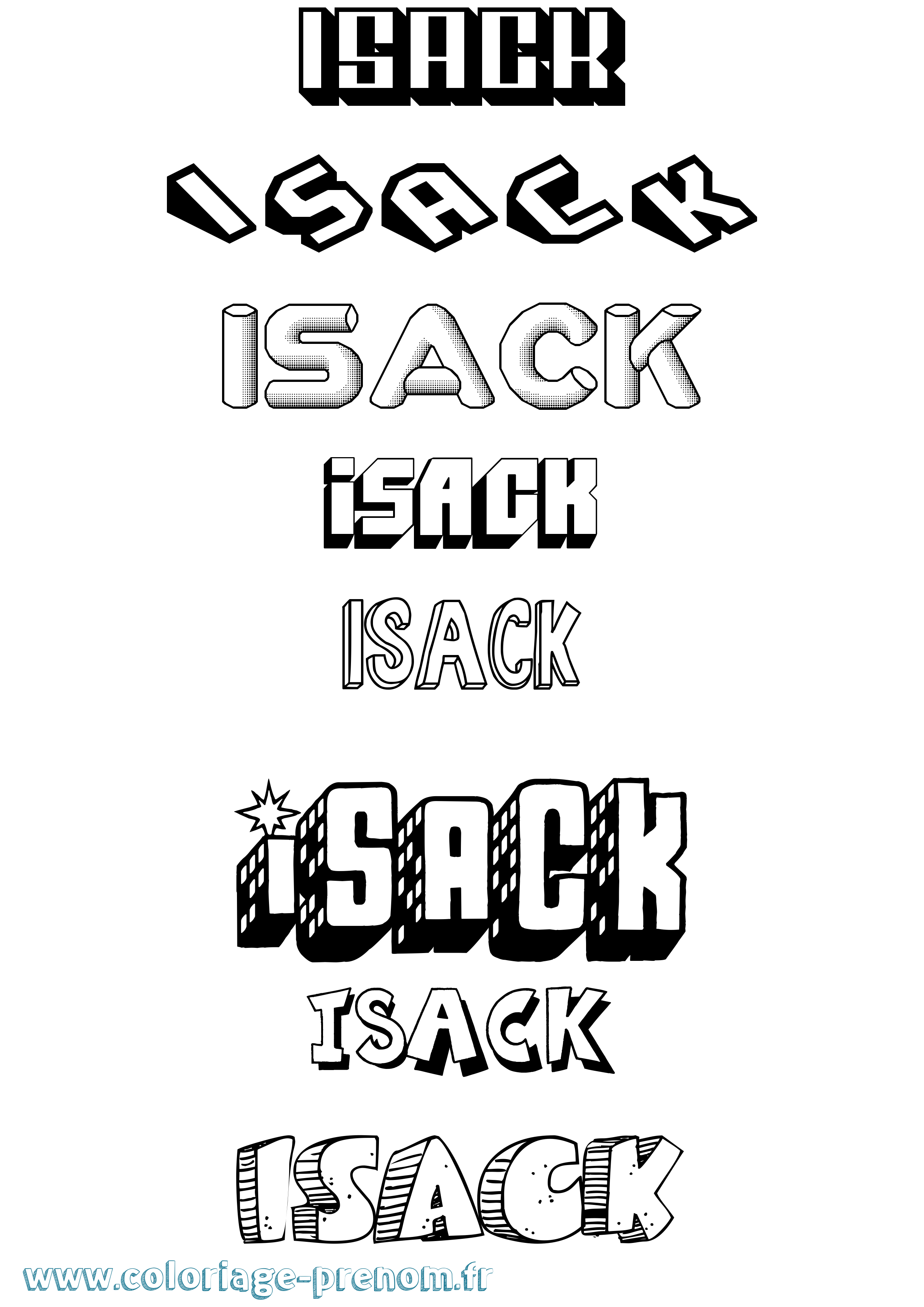 Coloriage Isack Effet 3D Coloriage prénom Isack Effet 3D