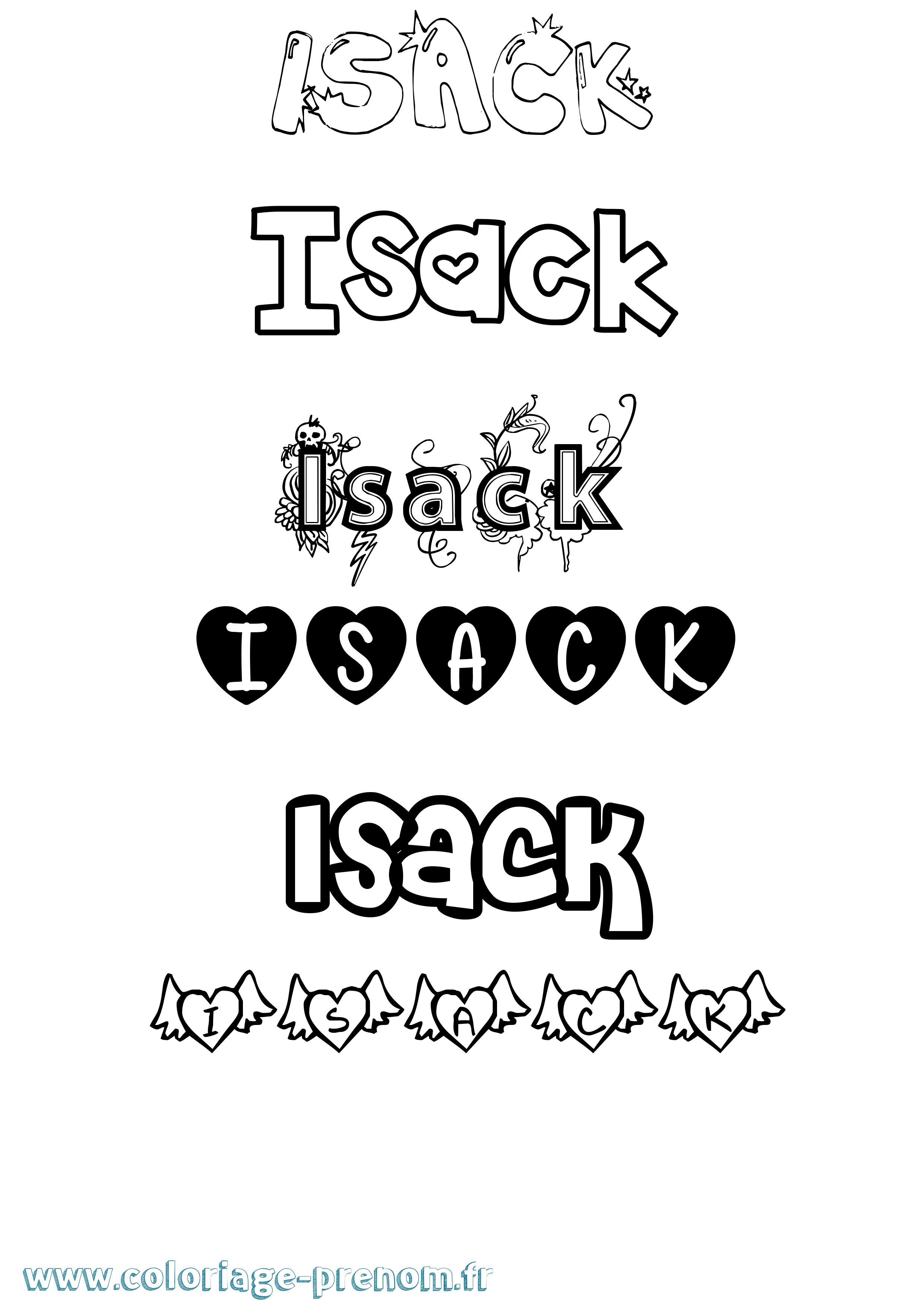 Coloriage Isack Girly Coloriage prénom Isack Girly