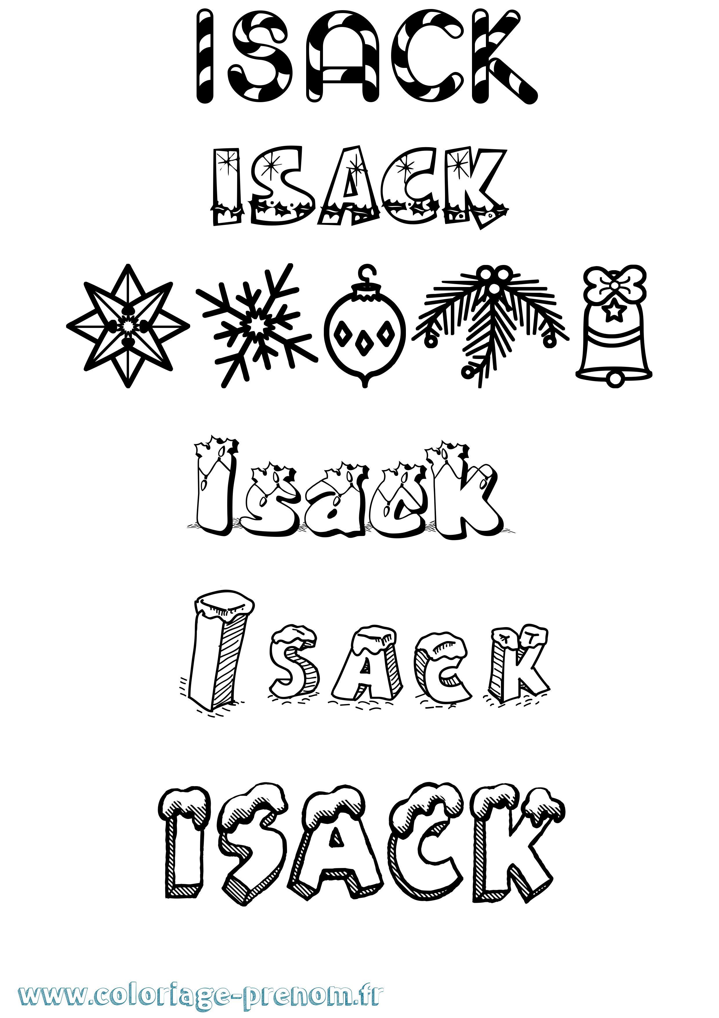 Coloriage Isack Noël Coloriage prénom Isack Noël