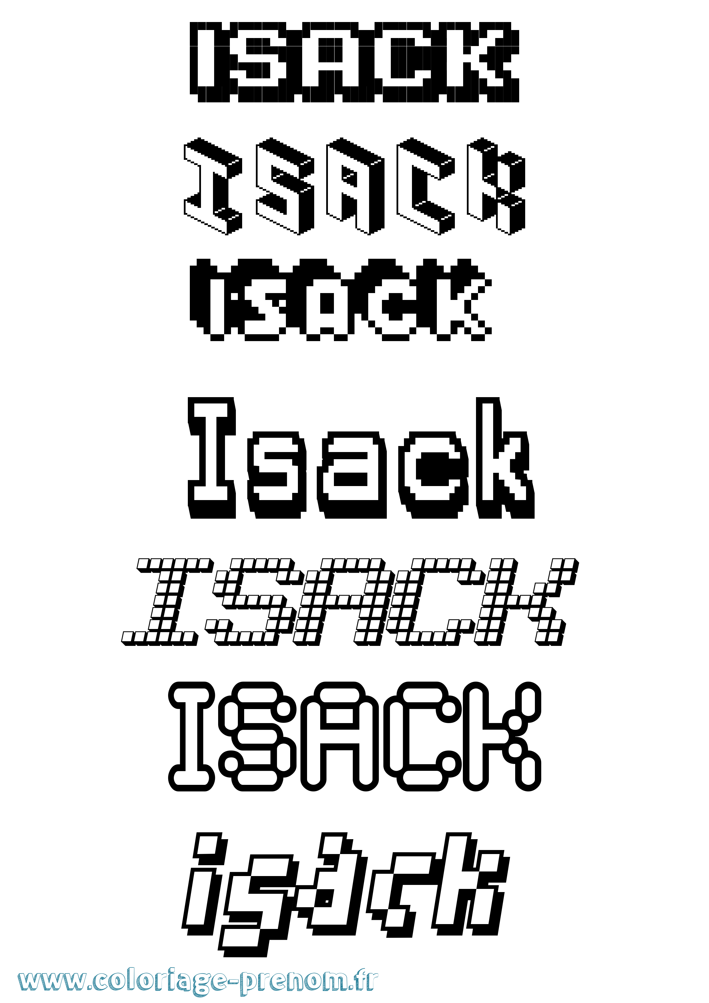 Coloriage Isack Pixel Coloriage prénom Isack Pixel