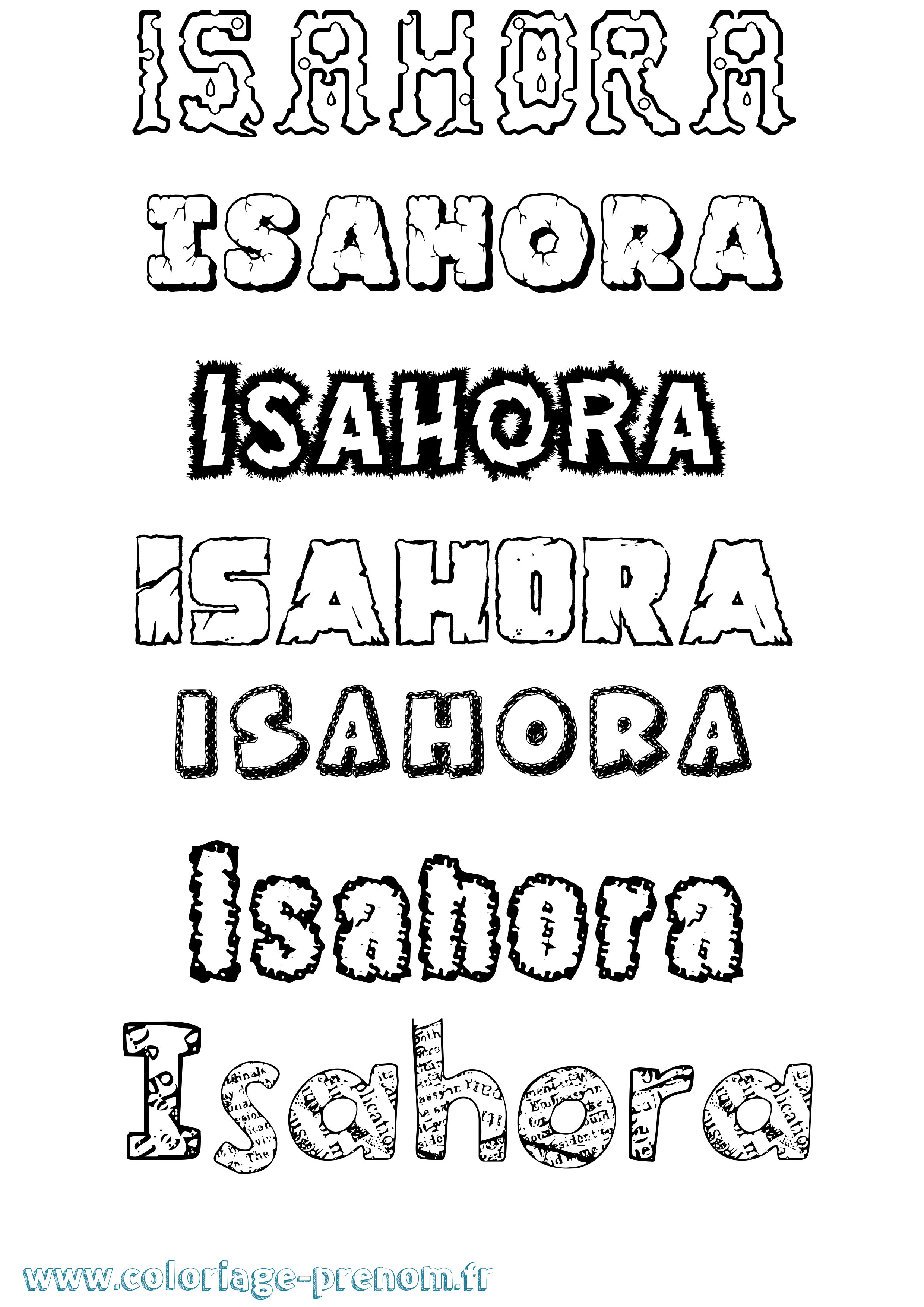 Coloriage Isahora Destructuré Coloriage prénom Isahora Destructuré