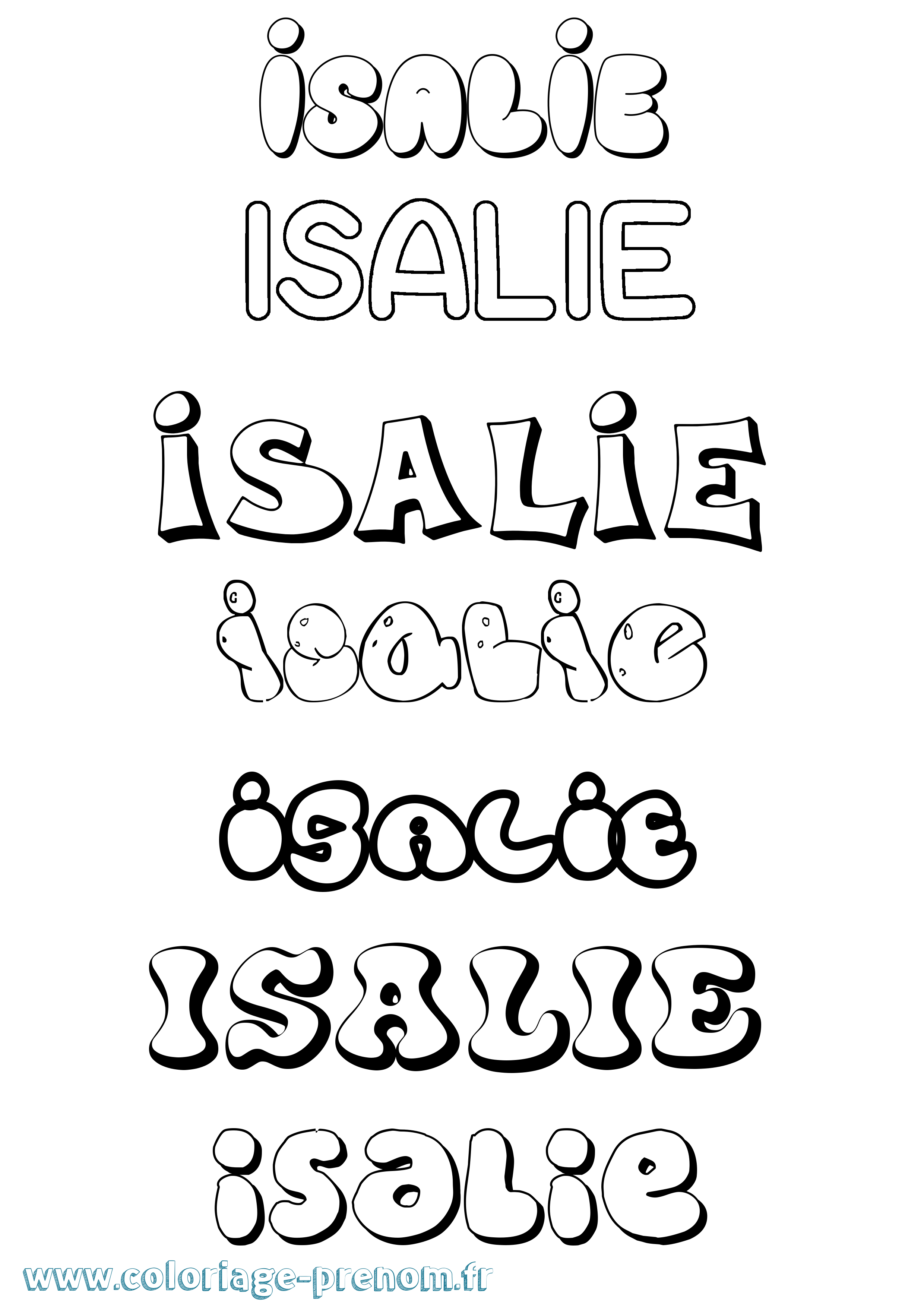 Coloriage Isalie Bubble Coloriage prénom Isalie Bubble