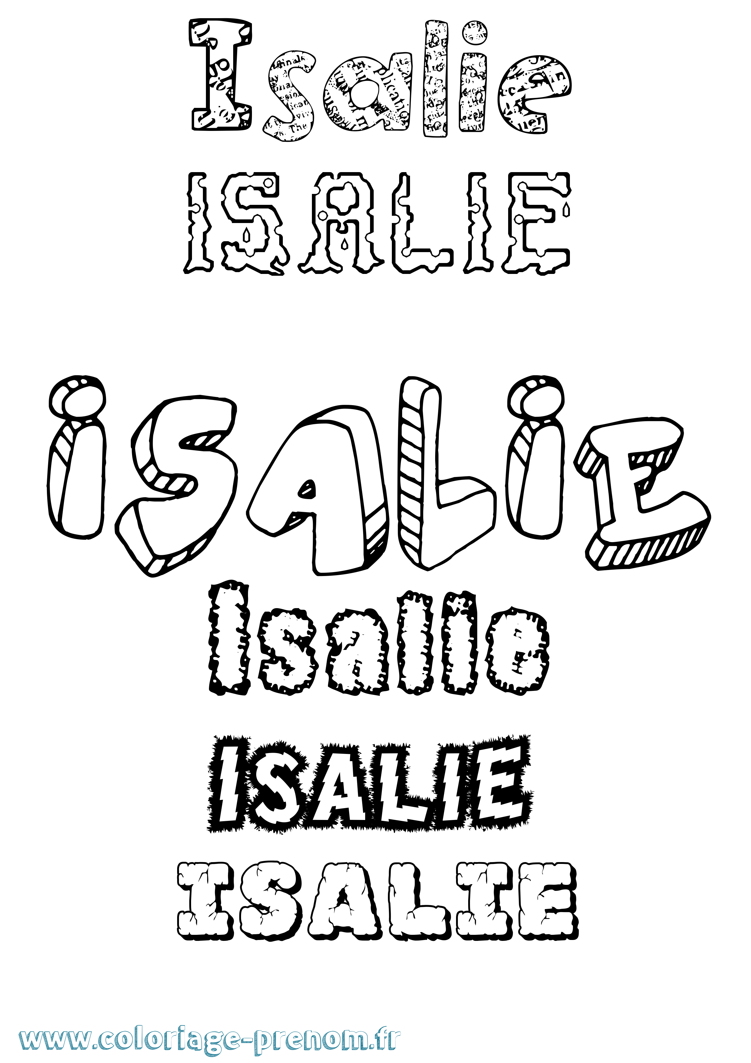 Coloriage Isalie Destructuré Coloriage prénom Isalie Destructuré