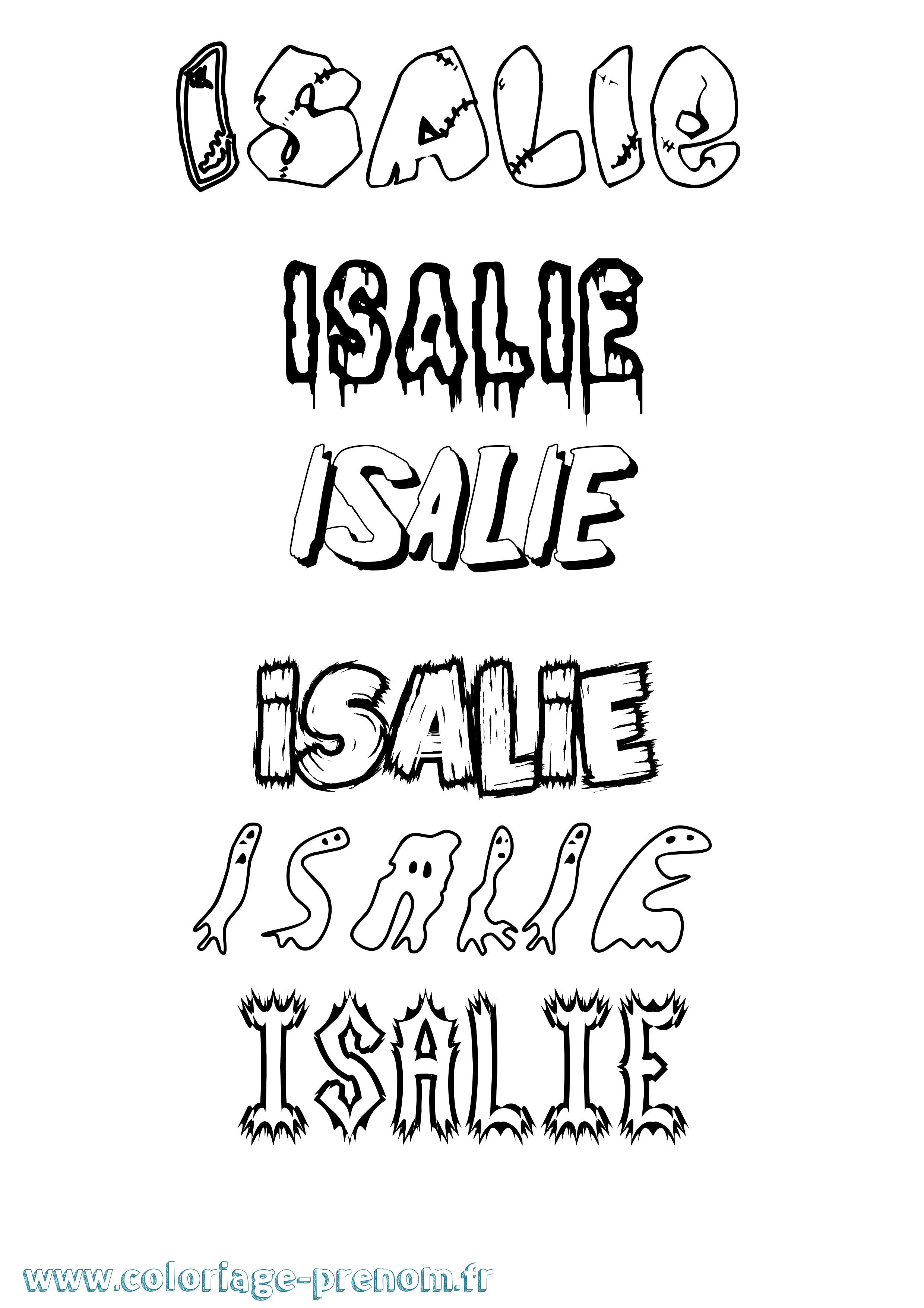 Coloriage Isalie Frisson Coloriage prénom Isalie Frisson