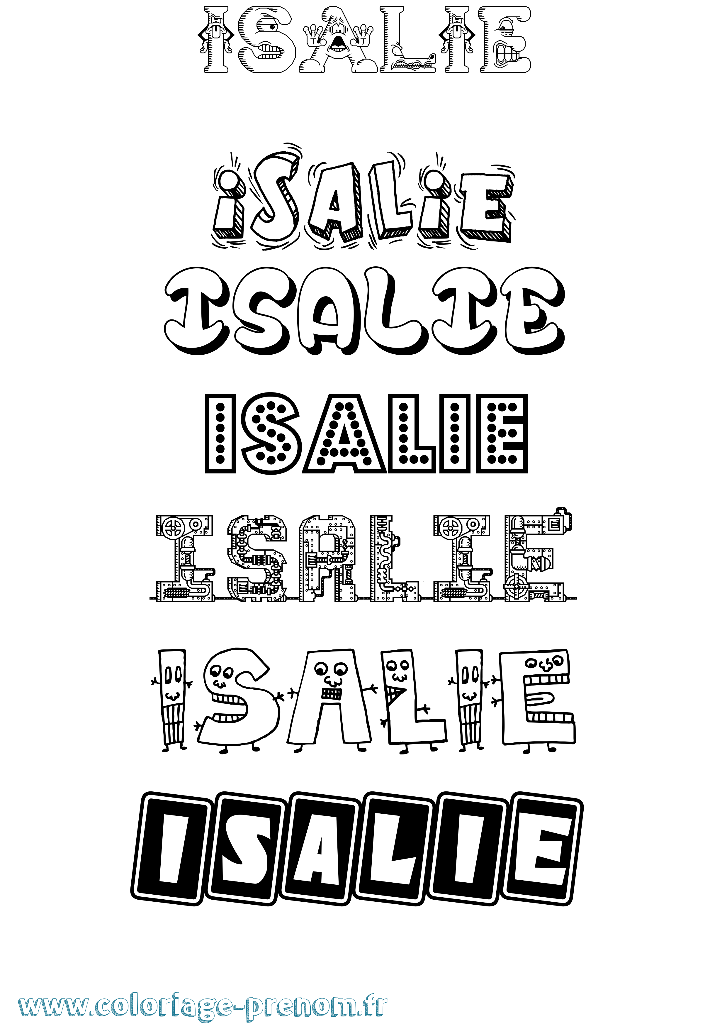 Coloriage Isalie Fun Coloriage prénom Isalie Fun