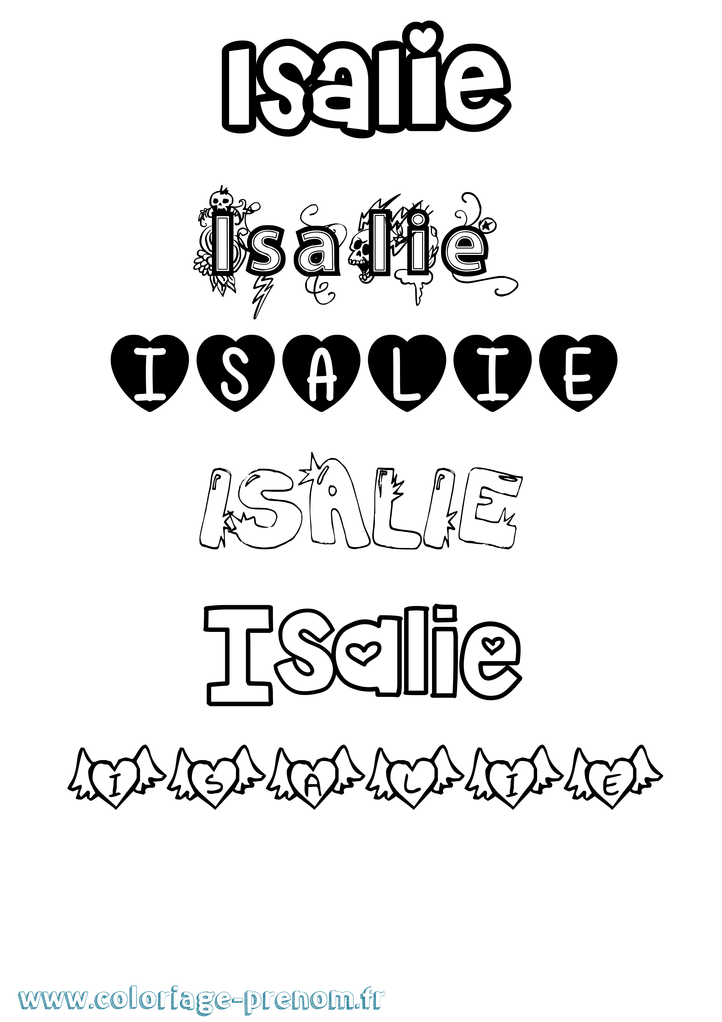 Coloriage Isalie Girly Coloriage prénom Isalie Girly