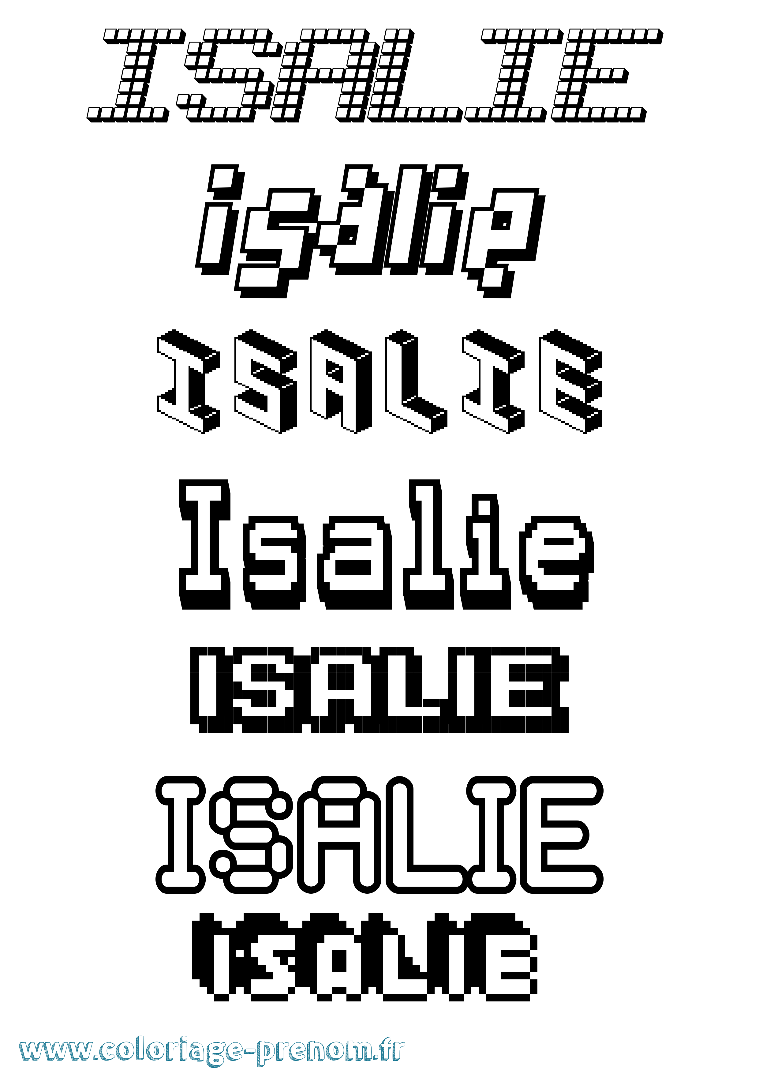 Coloriage Isalie Pixel Coloriage prénom Isalie Pixel