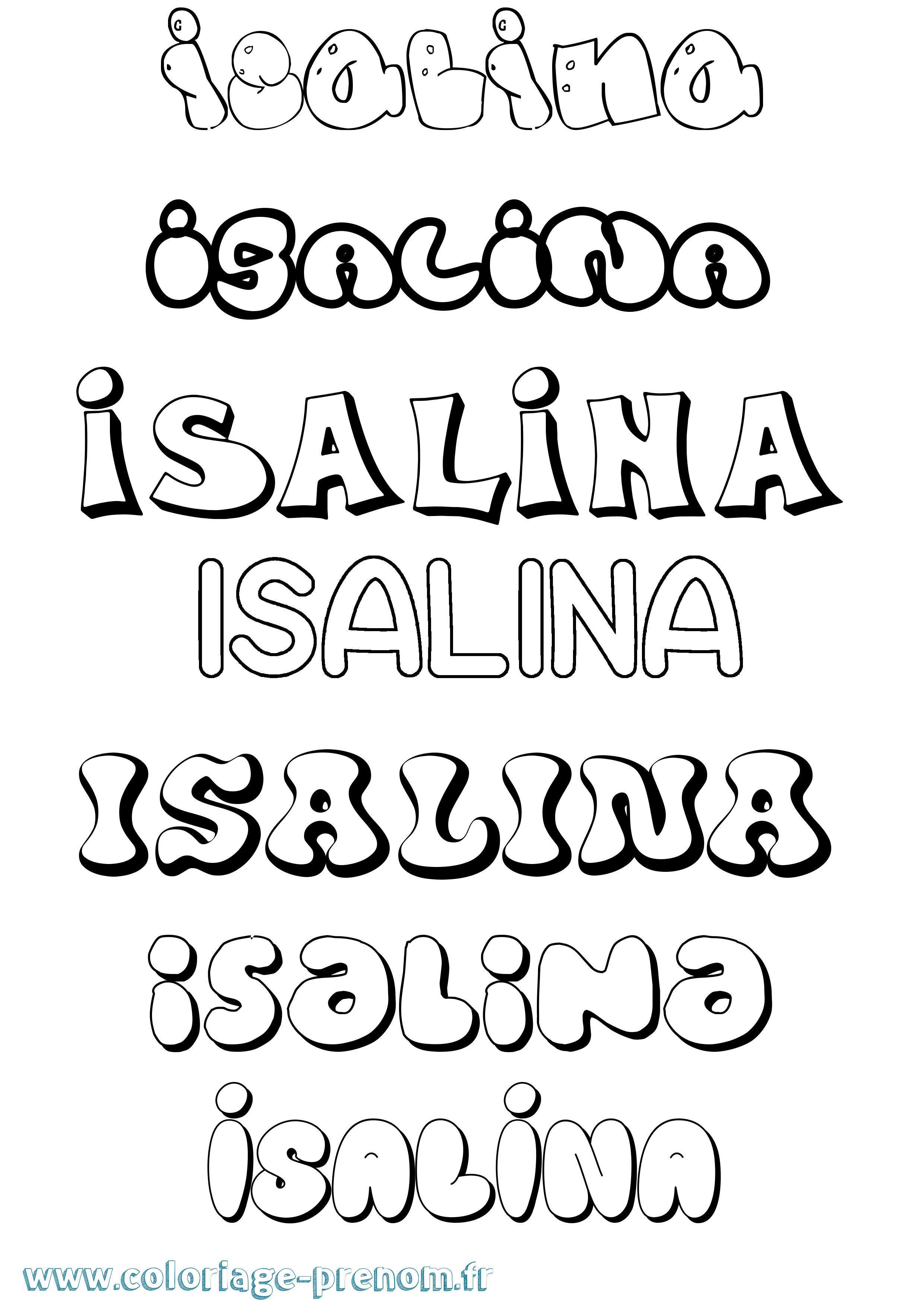 Coloriage Isalina Bubble Coloriage prénom Isalina Bubble