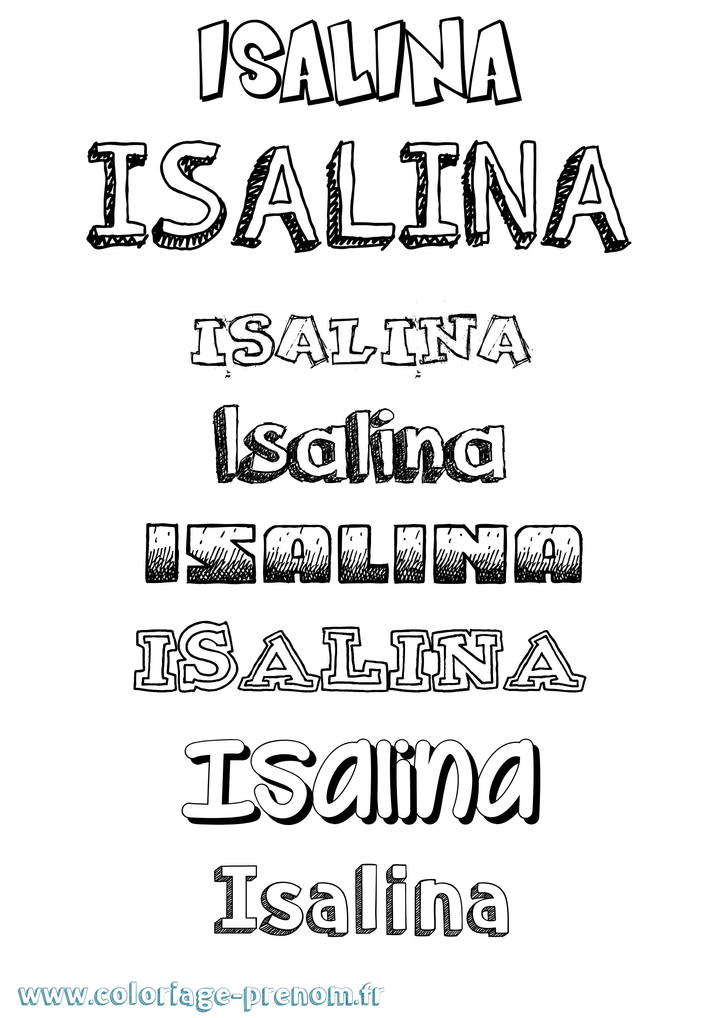 Coloriage Isalina Dessiné Coloriage prénom Isalina Dessiné