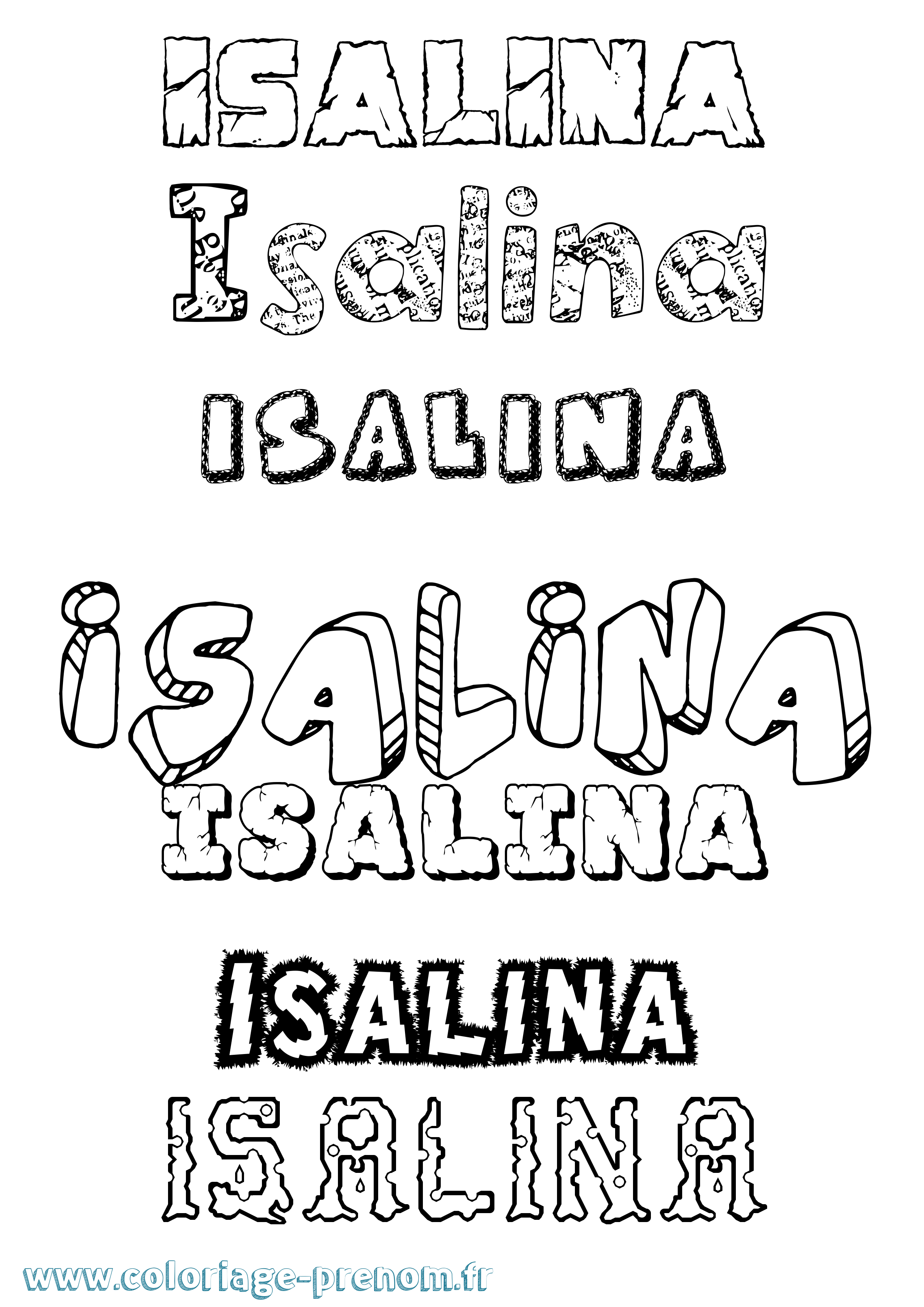 Coloriage Isalina Destructuré Coloriage prénom Isalina Destructuré