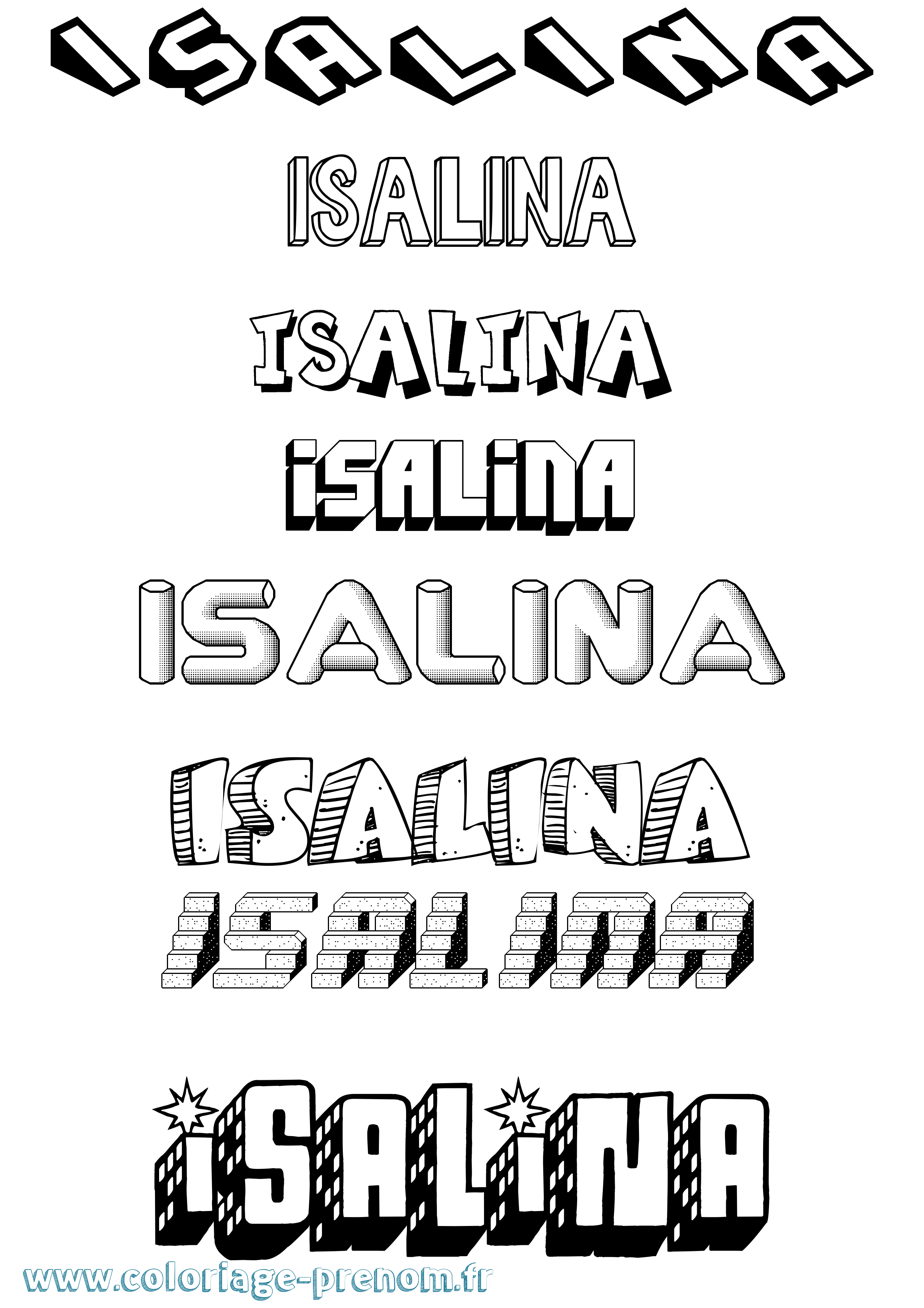 Coloriage Isalina Effet 3D Coloriage prénom Isalina Effet 3D