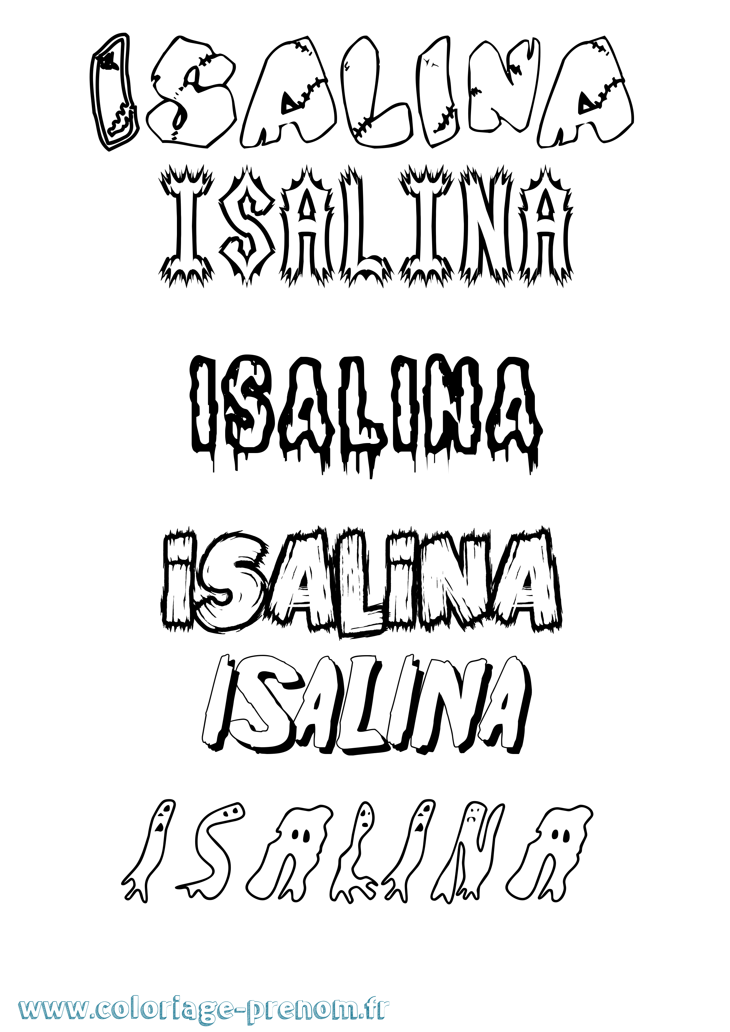 Coloriage Isalina Frisson Coloriage prénom Isalina Frisson