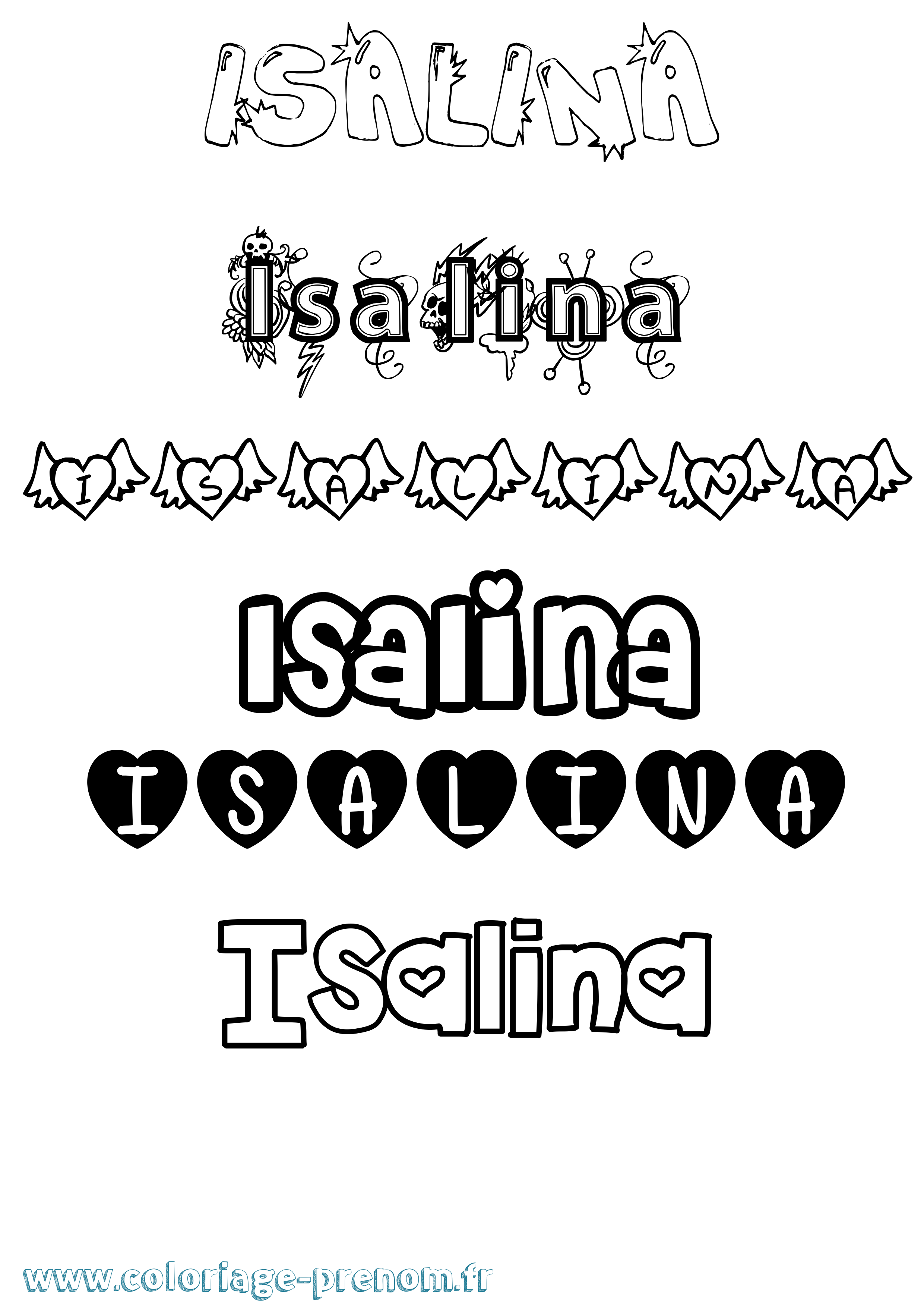 Coloriage Isalina Girly Coloriage prénom Isalina Girly
