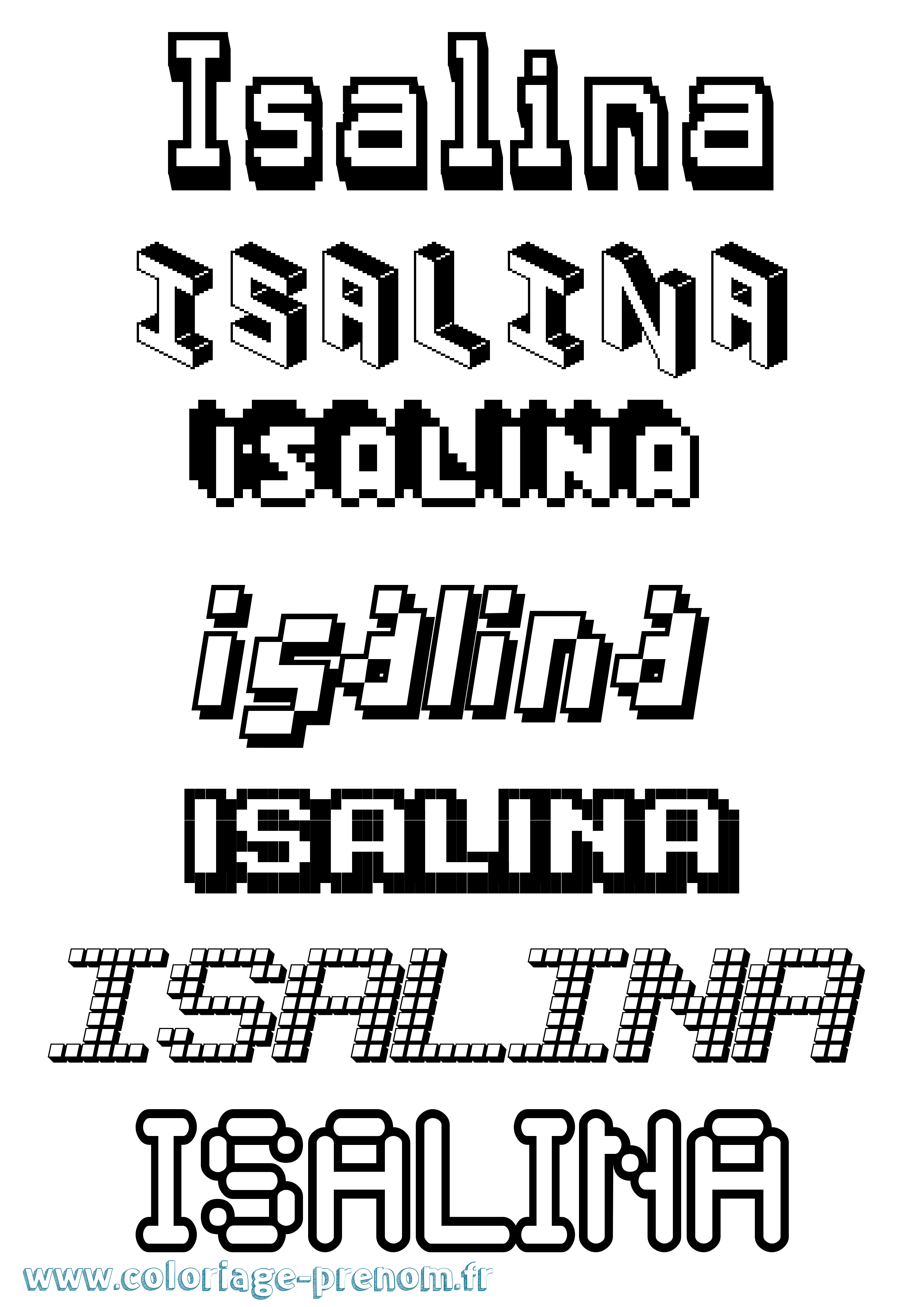 Coloriage Isalina Pixel Coloriage prénom Isalina Pixel
