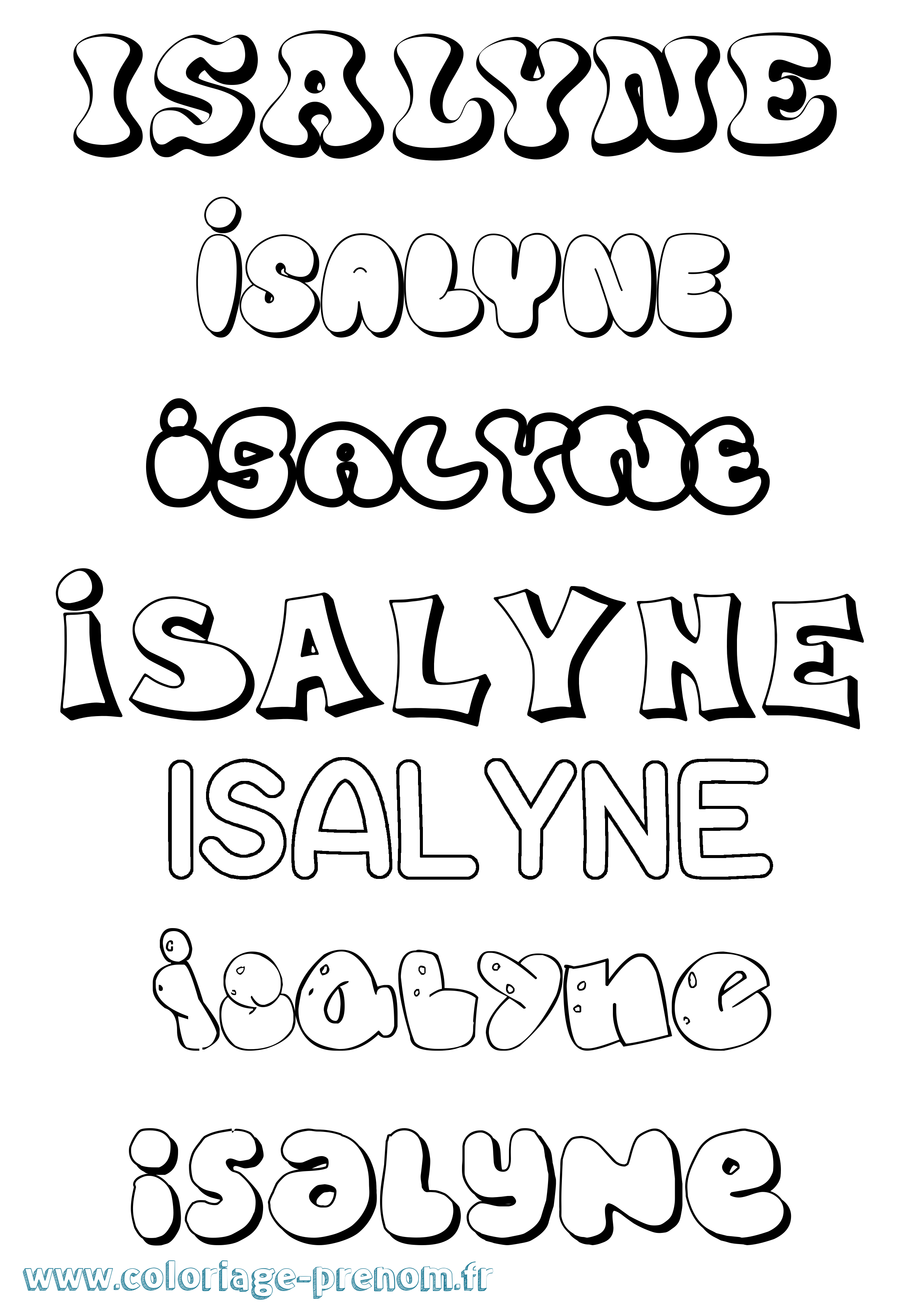 Coloriage Isalyne Bubble Coloriage prénom Isalyne Bubble