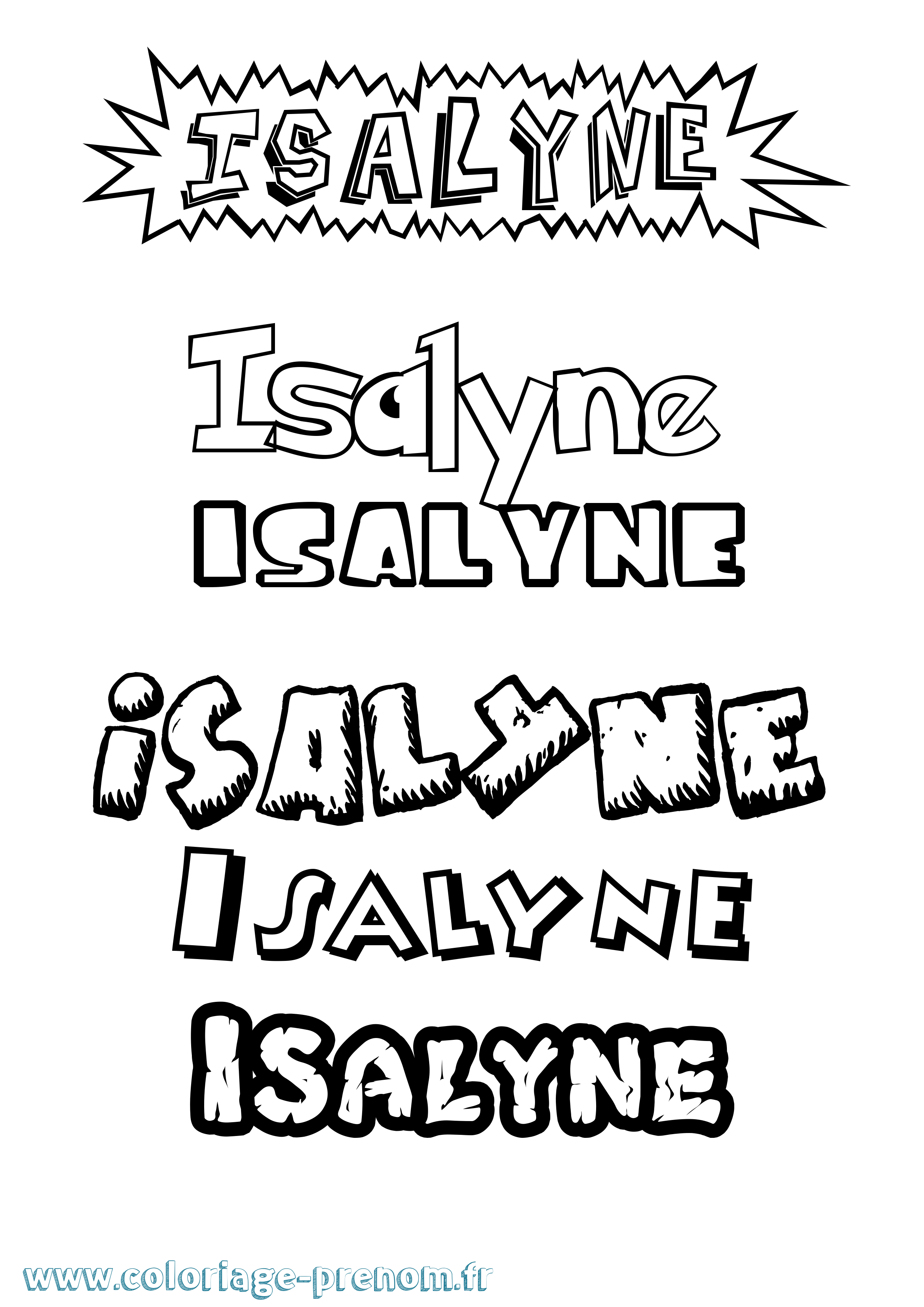 Coloriage Isalyne Dessin Animé Coloriage prénom Isalyne Dessin Animé