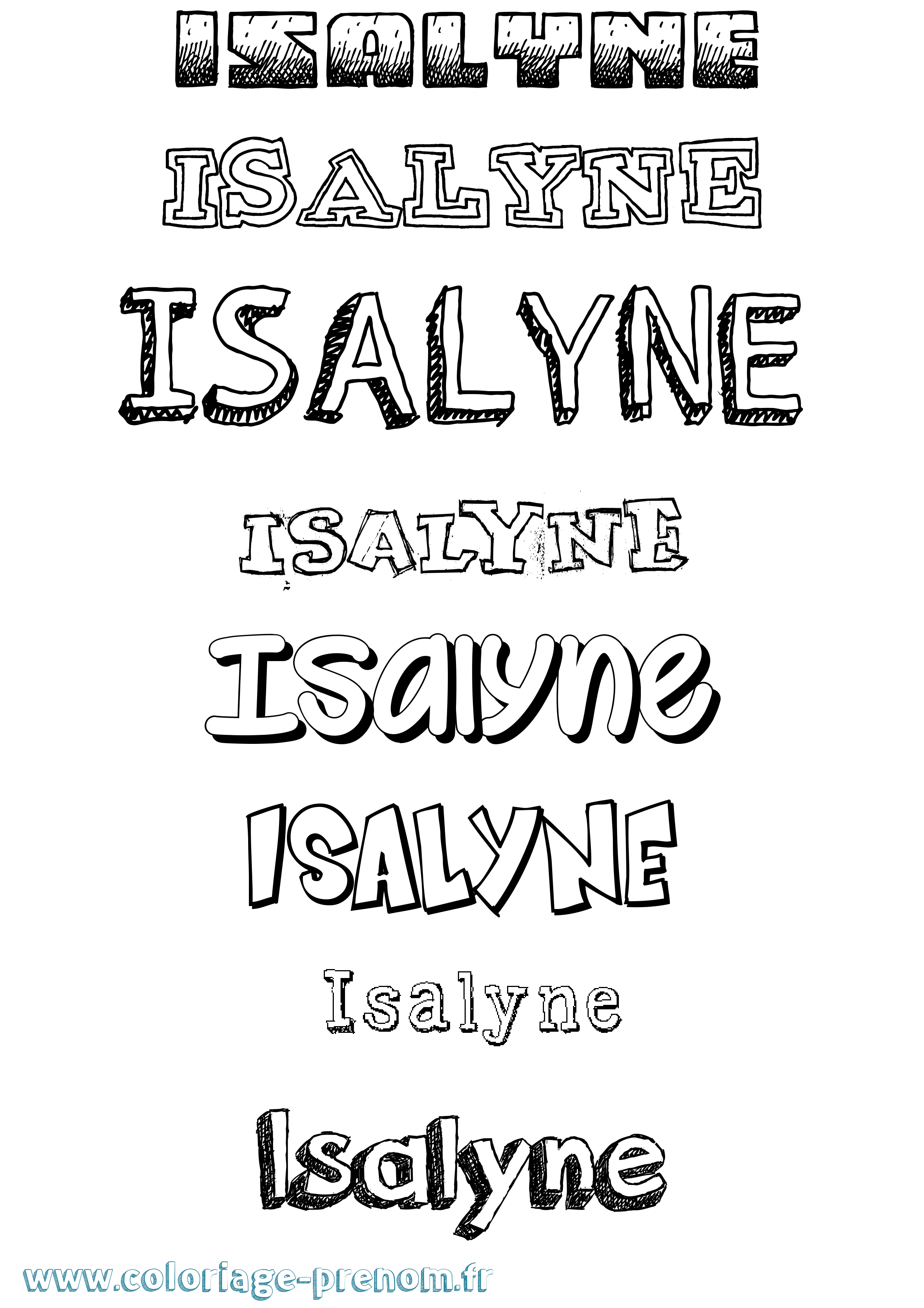 Coloriage Isalyne Dessiné Coloriage prénom Isalyne Dessiné