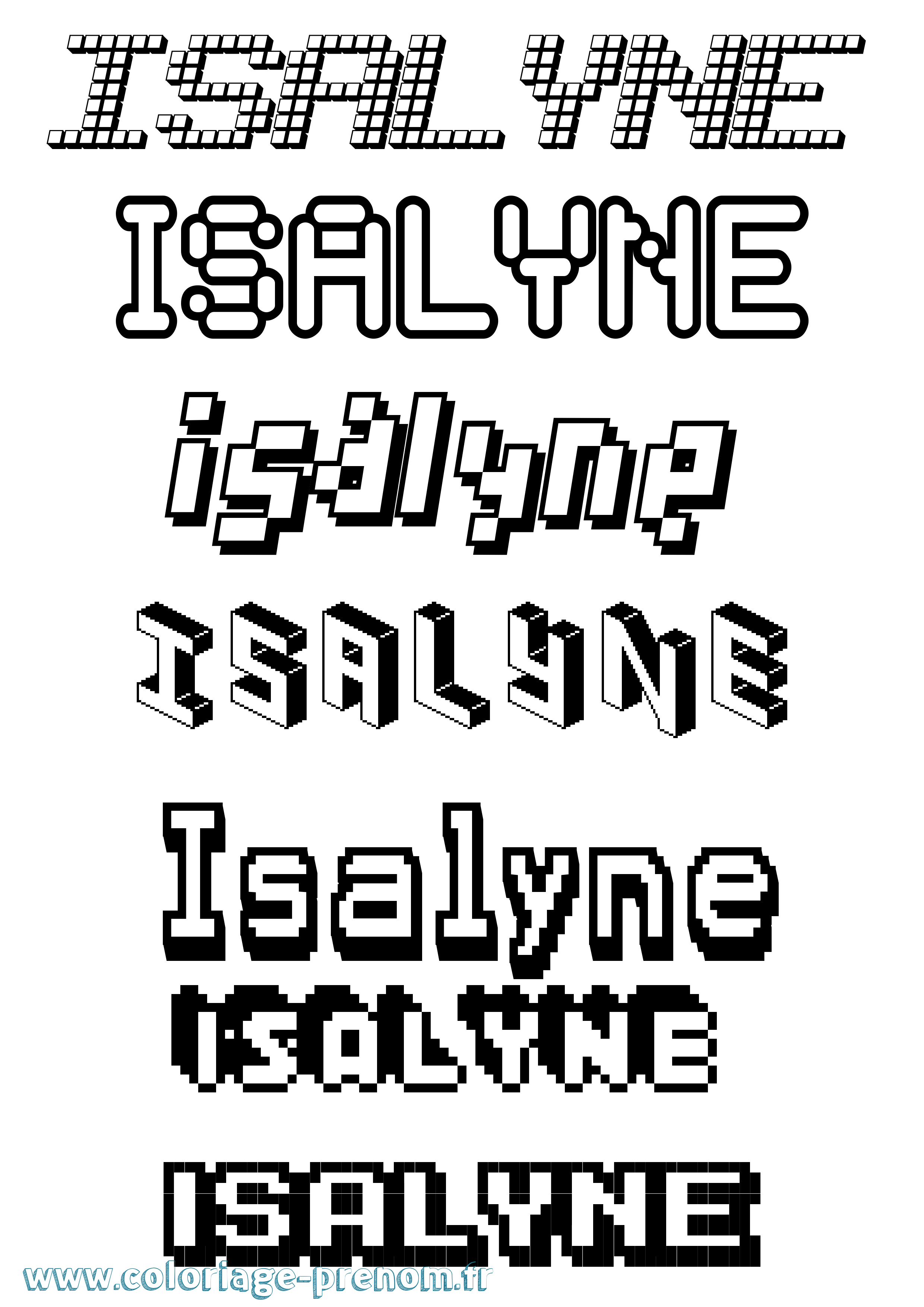 Coloriage Isalyne Pixel Coloriage prénom Isalyne Pixel