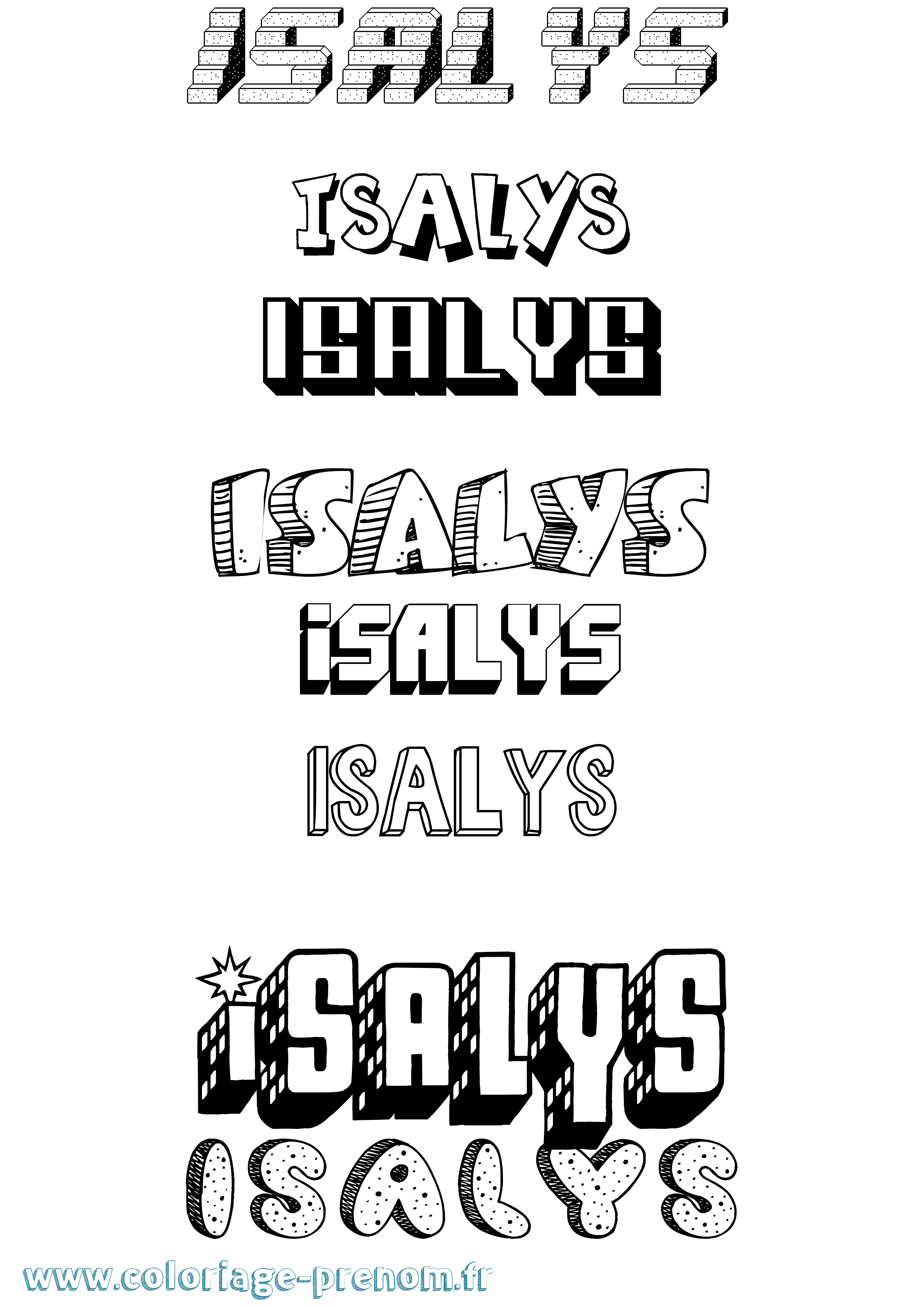 Coloriage Isalys Effet 3D Coloriage prénom Isalys Effet 3D