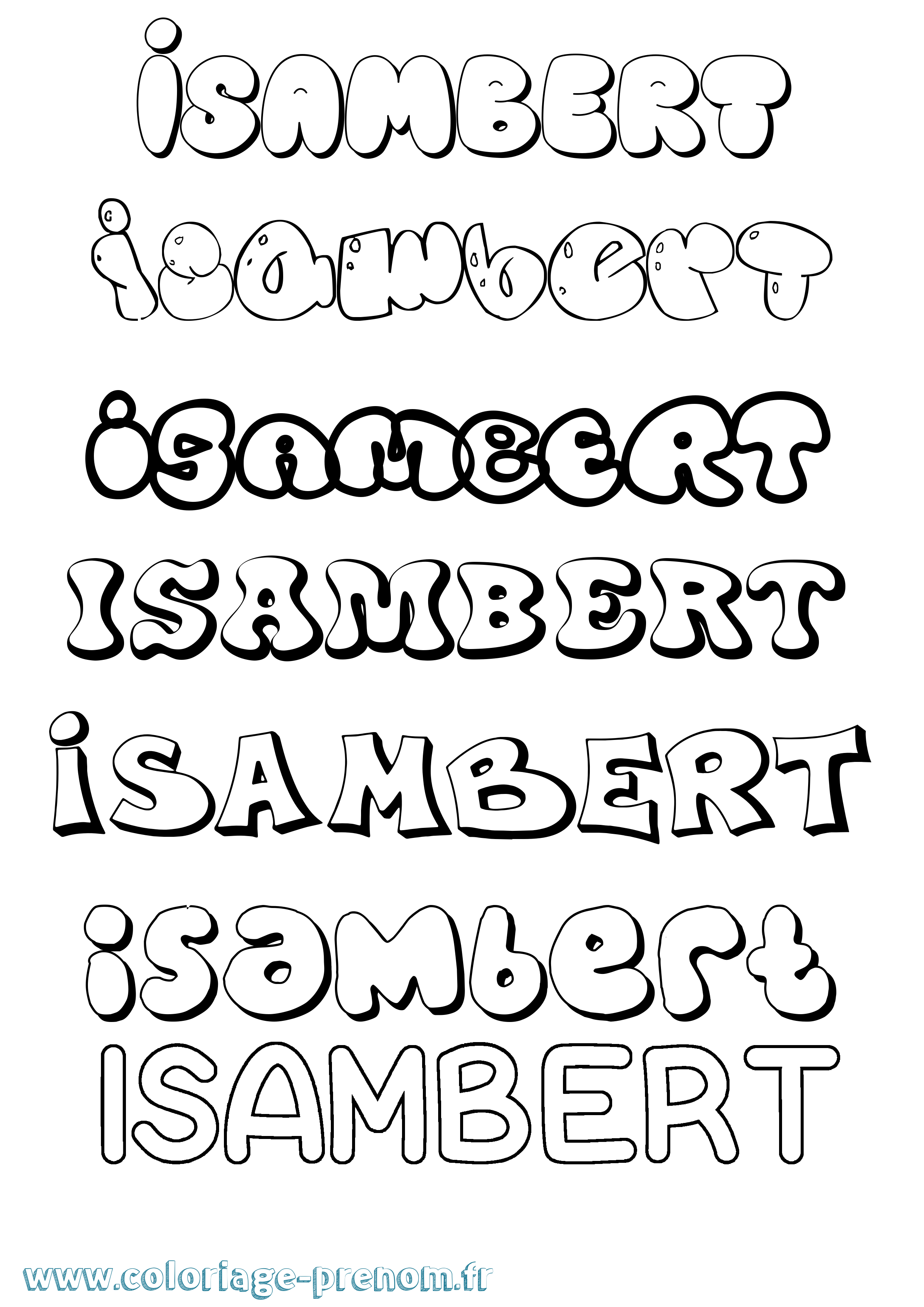 Coloriage Isambert Bubble Coloriage prénom Isambert Bubble