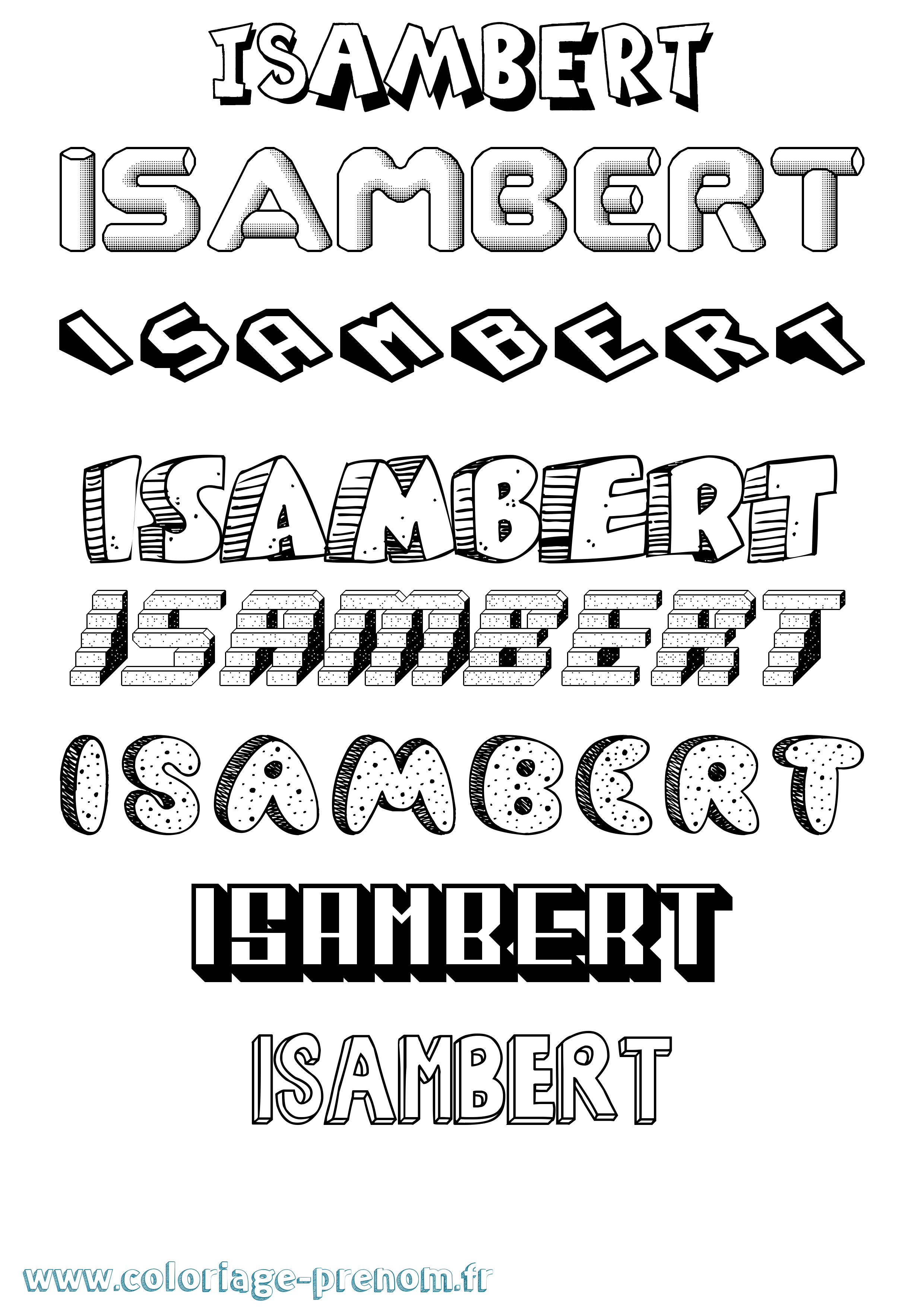 Coloriage Isambert Effet 3D Coloriage prénom Isambert Effet 3D