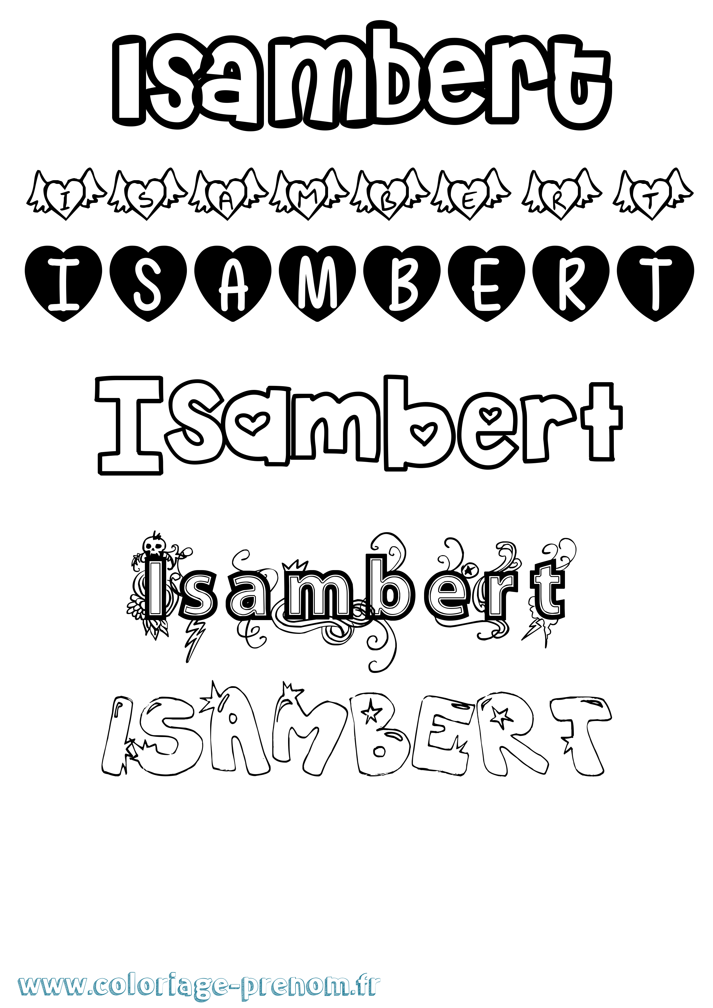 Coloriage Isambert Girly Coloriage prénom Isambert Girly