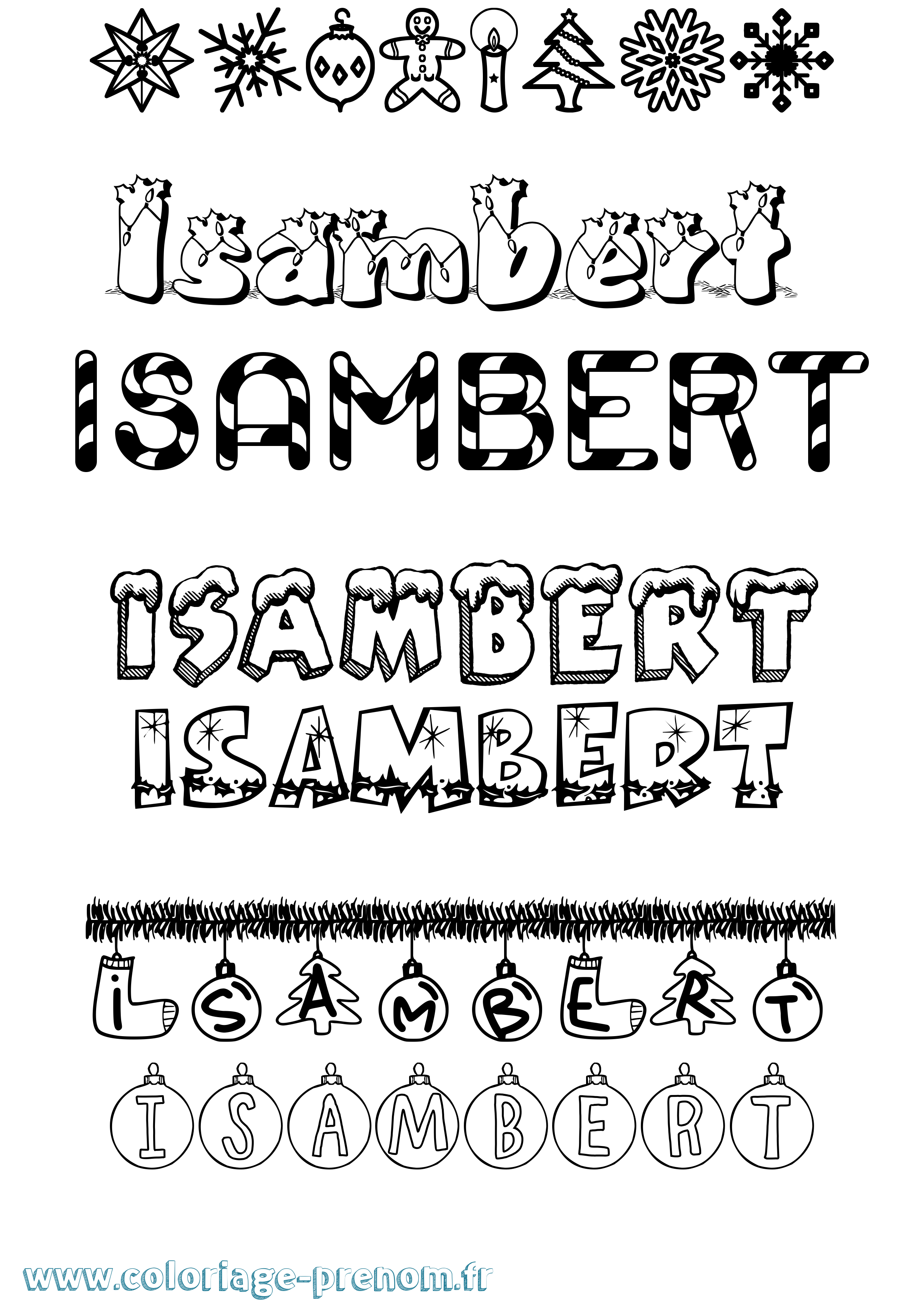 Coloriage Isambert Noël Coloriage prénom Isambert Noël