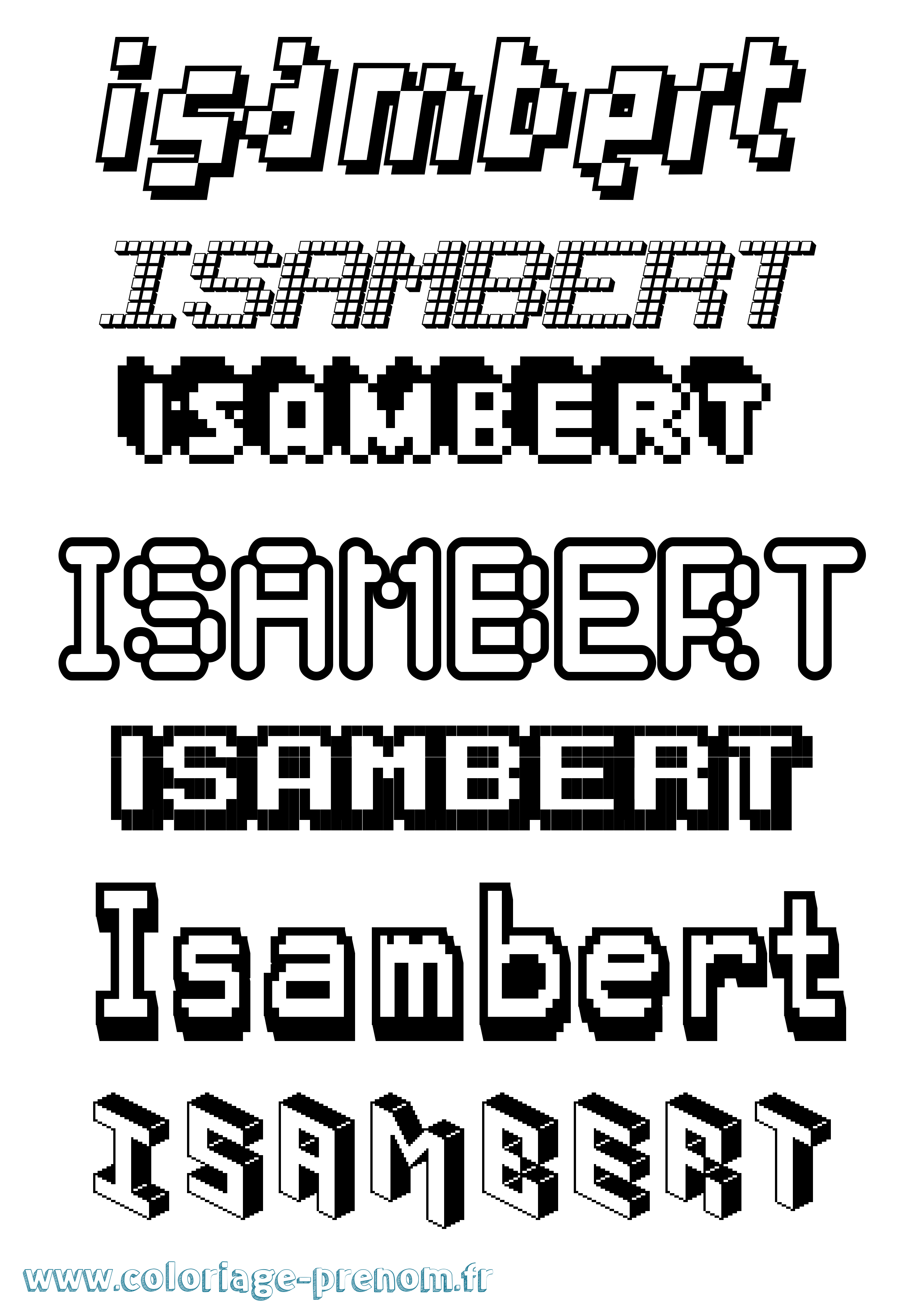 Coloriage Isambert Pixel Coloriage prénom Isambert Pixel
