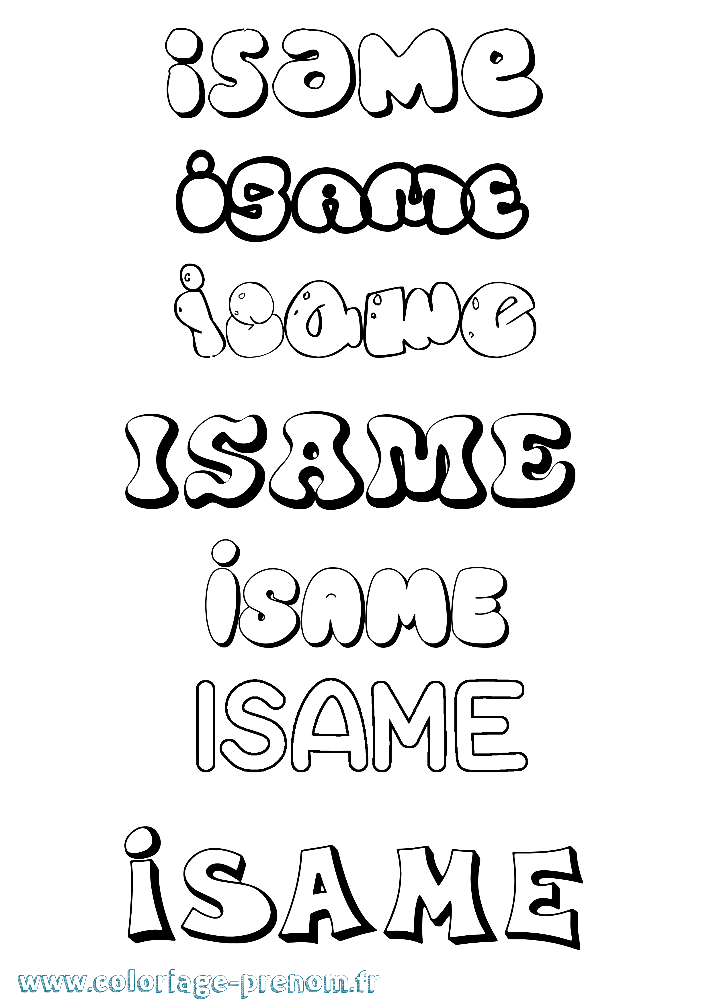 Coloriage Isame Bubble Coloriage prénom Isame Bubble