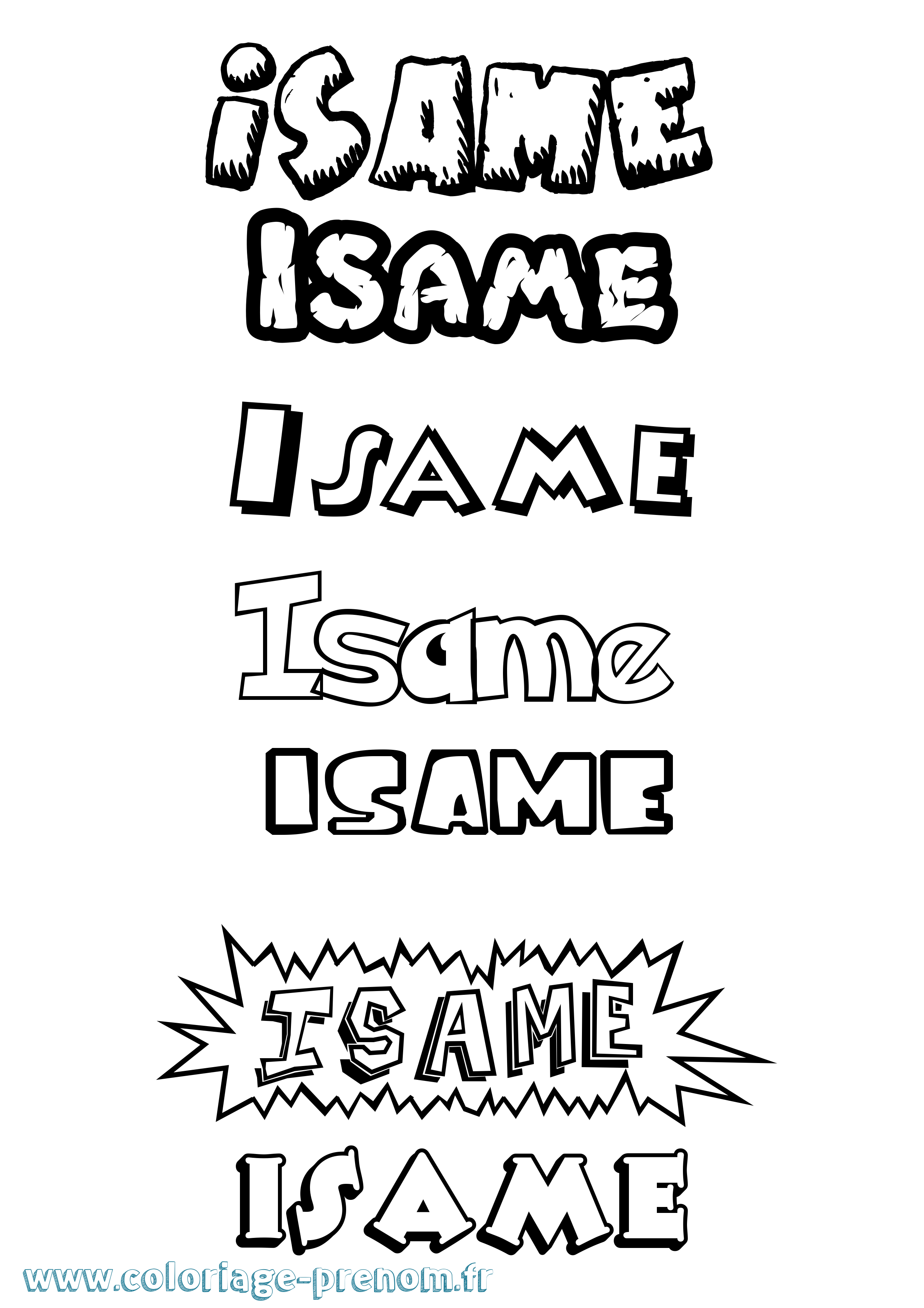 Coloriage Isame Dessin Animé Coloriage prénom Isame Dessin Animé