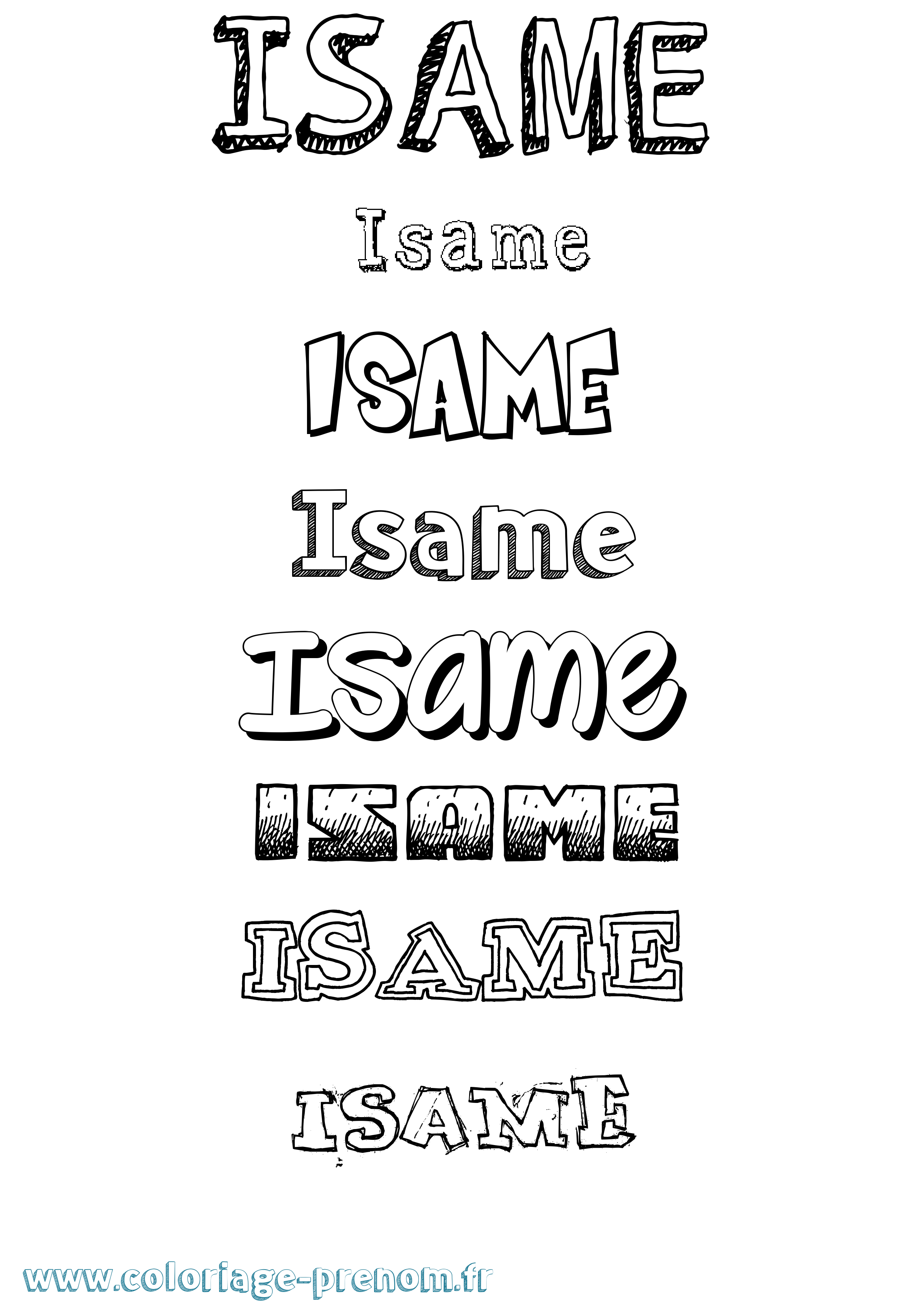 Coloriage Isame Dessiné Coloriage prénom Isame Dessiné