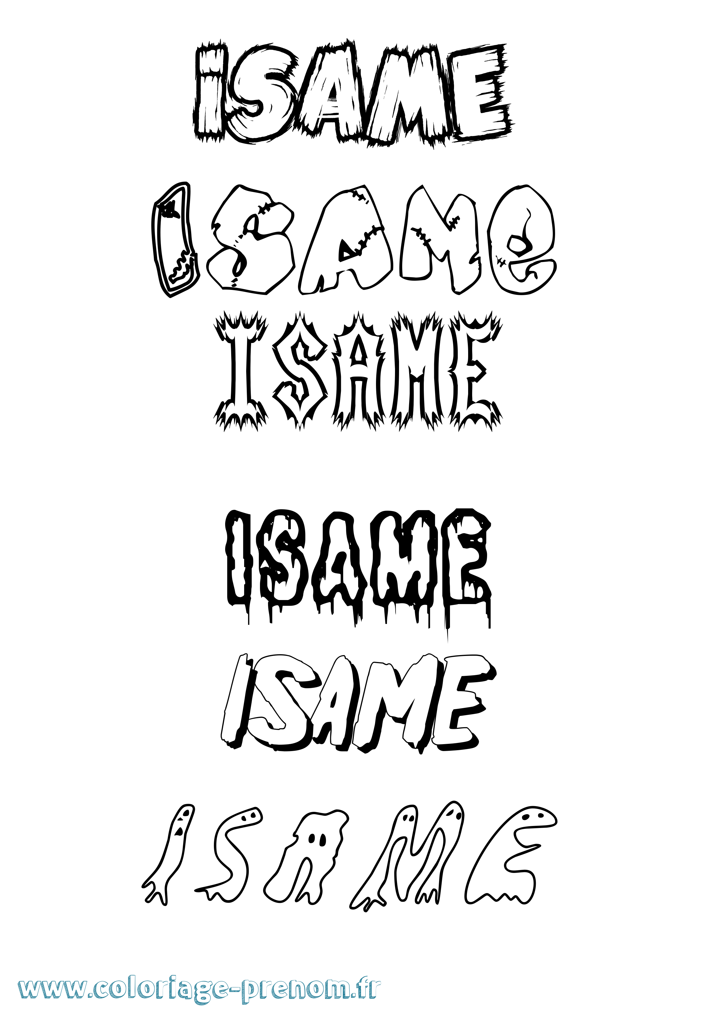 Coloriage Isame Frisson Coloriage prénom Isame Frisson