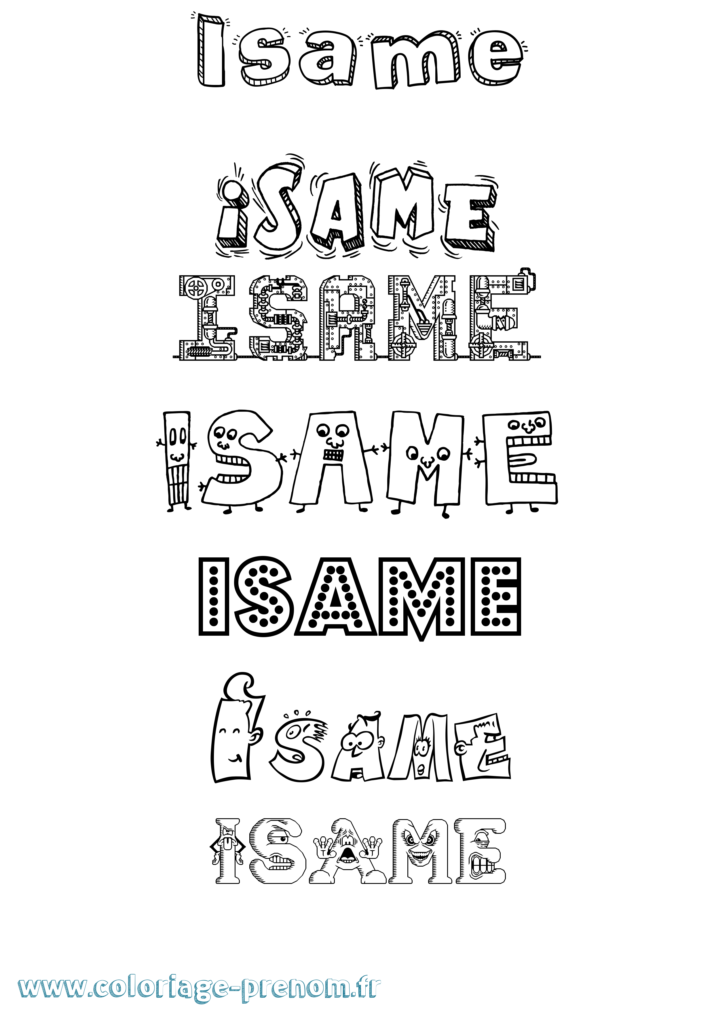 Coloriage Isame Fun Coloriage prénom Isame Fun