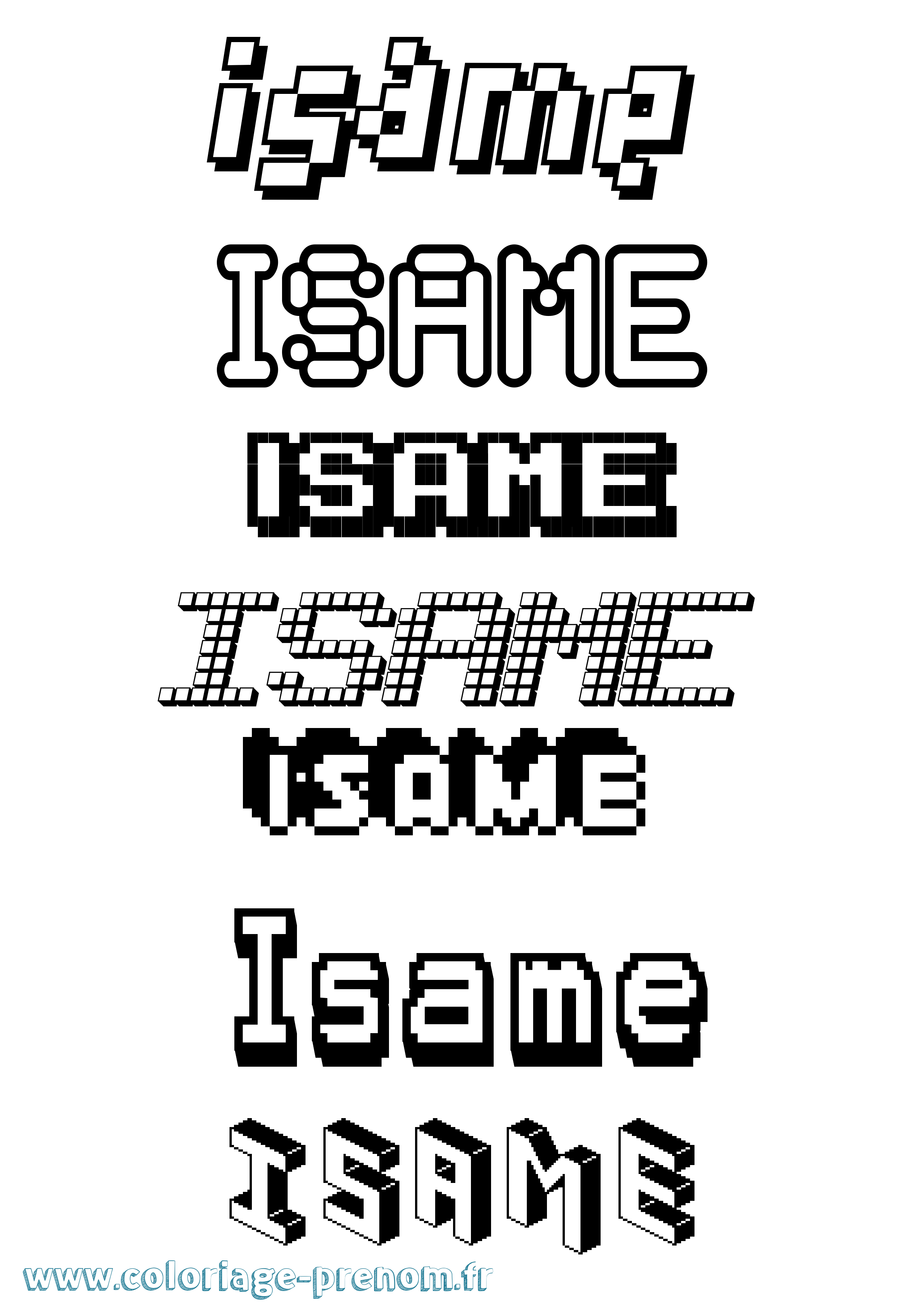 Coloriage Isame Pixel Coloriage prénom Isame Pixel