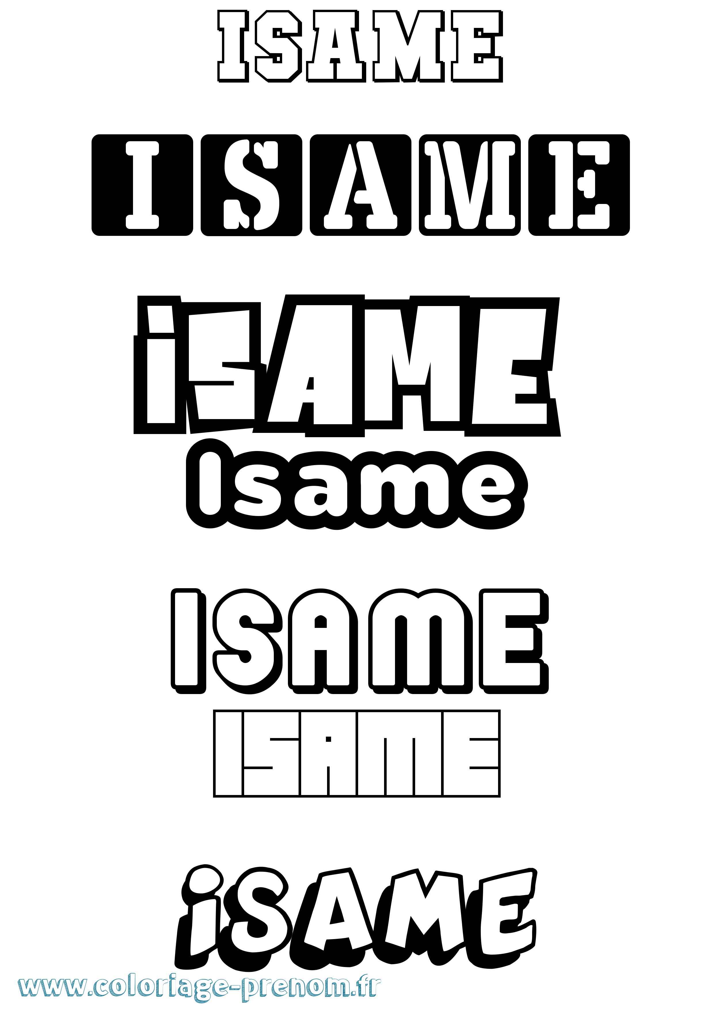 Coloriage Isame Simple Coloriage prénom Isame Simple