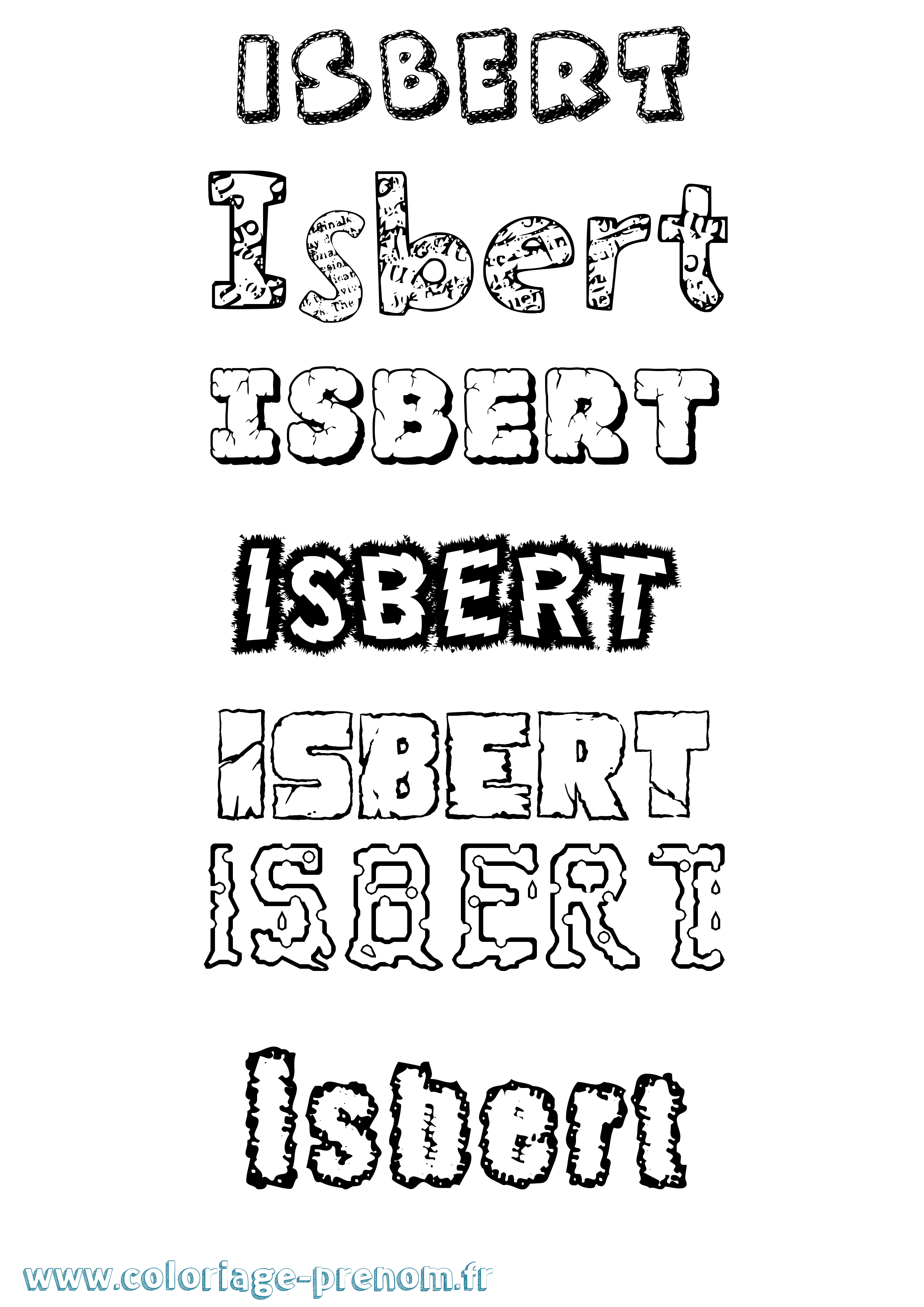 Coloriage Isbert Destructuré Coloriage prénom Isbert Destructuré