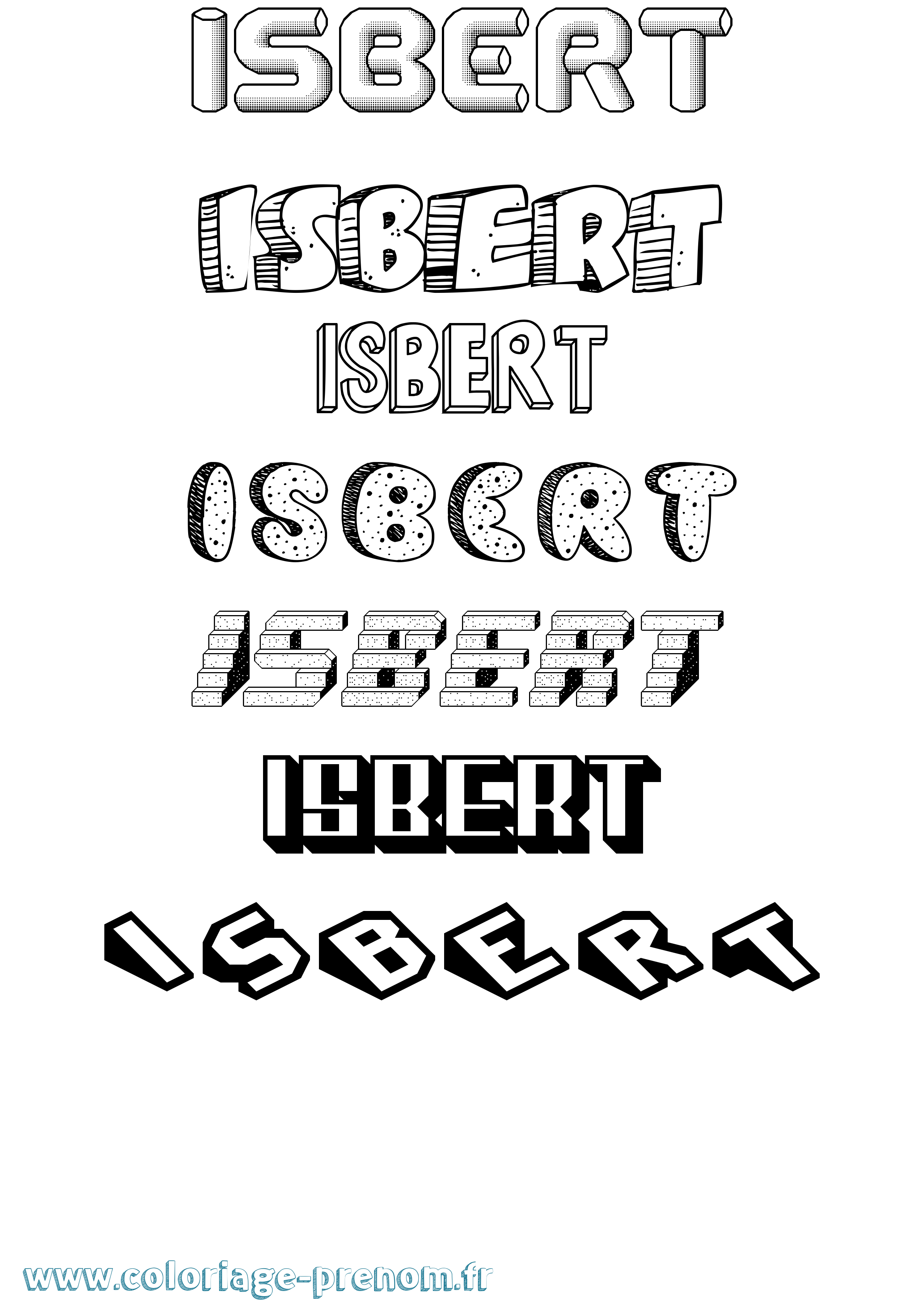 Coloriage Isbert Effet 3D Coloriage prénom Isbert Effet 3D