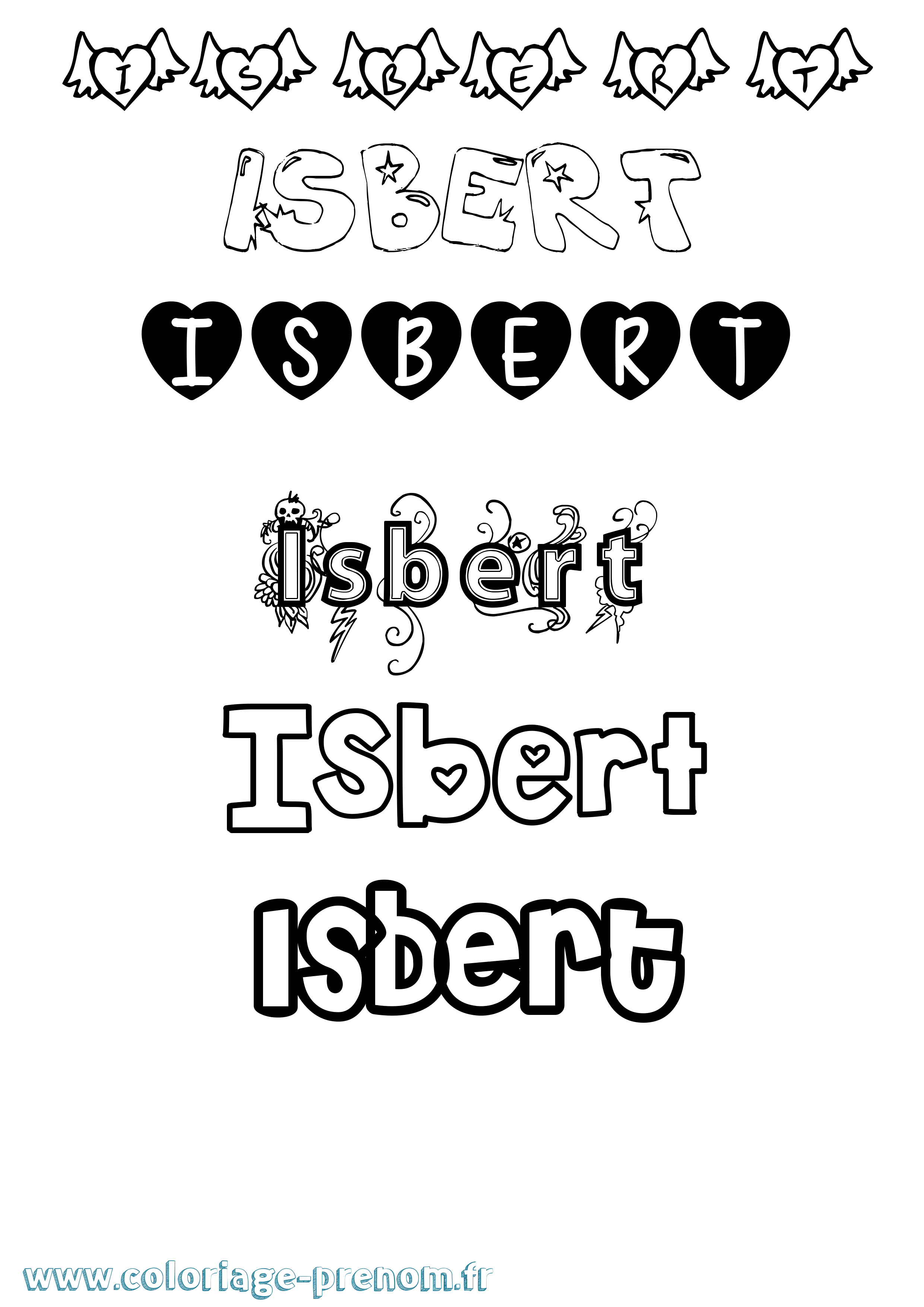 Coloriage Isbert Girly Coloriage prénom Isbert Girly