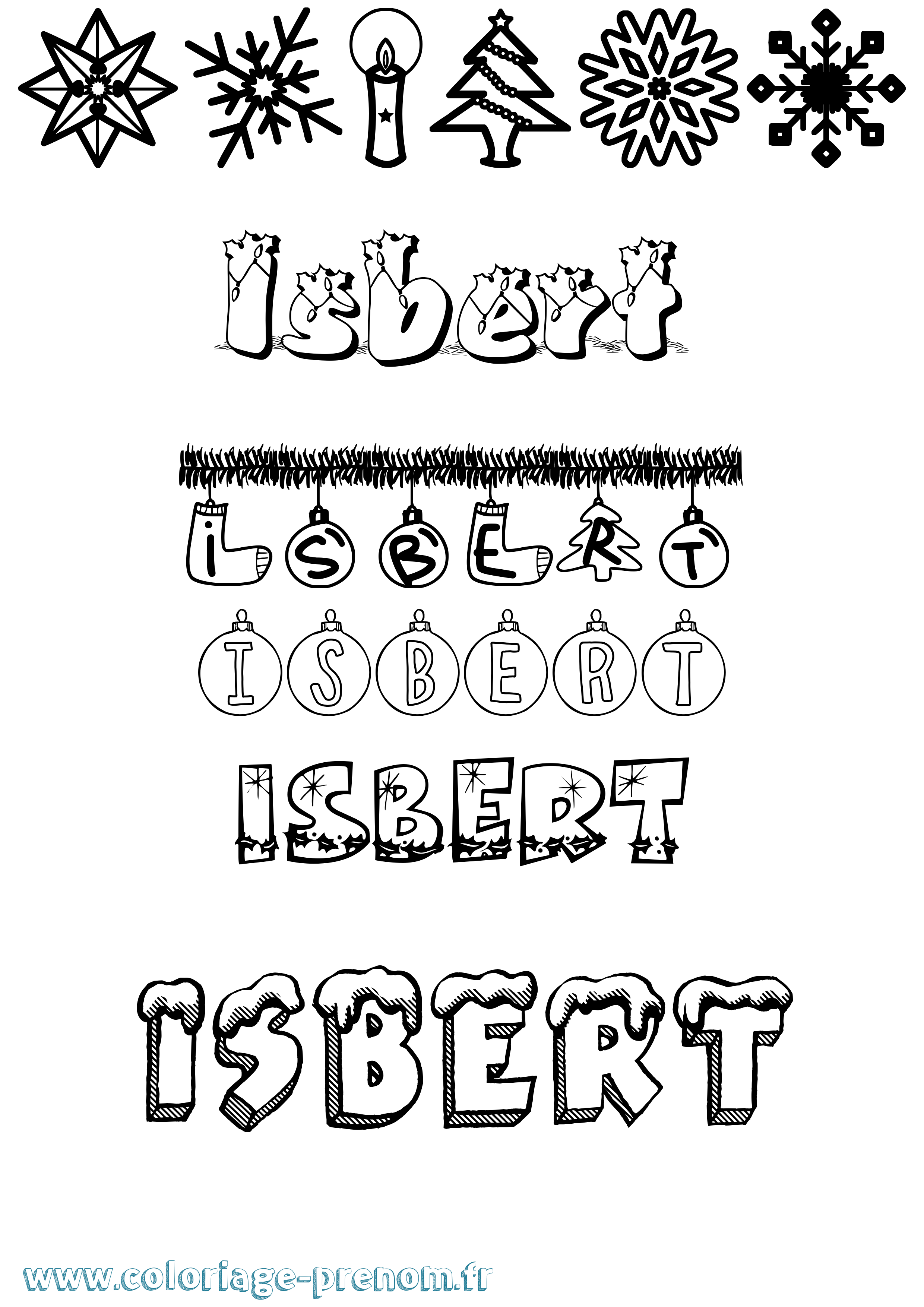 Coloriage Isbert Noël Coloriage prénom Isbert Noël